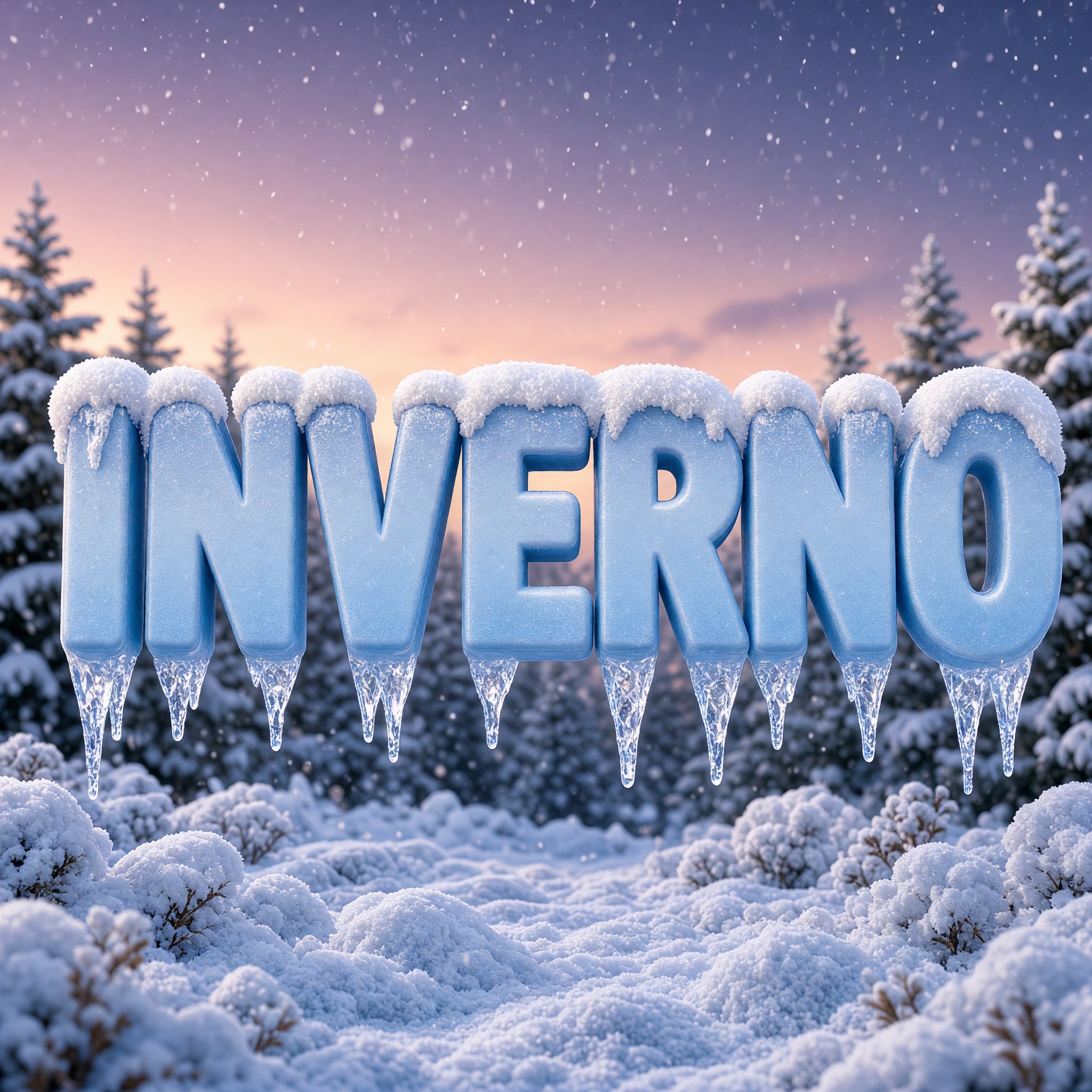 Fonte de IA Fonte de neve gerada no Grok Imagine: a palavra INVERNO