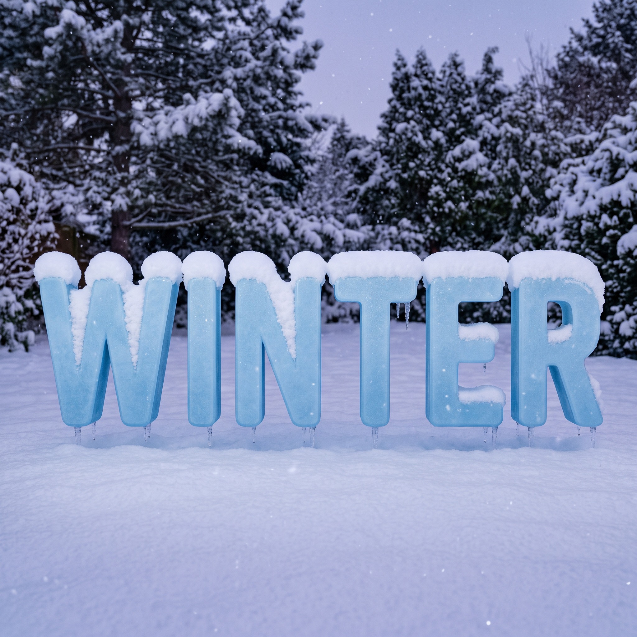 Snow Font AI font generated with Nano Banana: the word WINTER