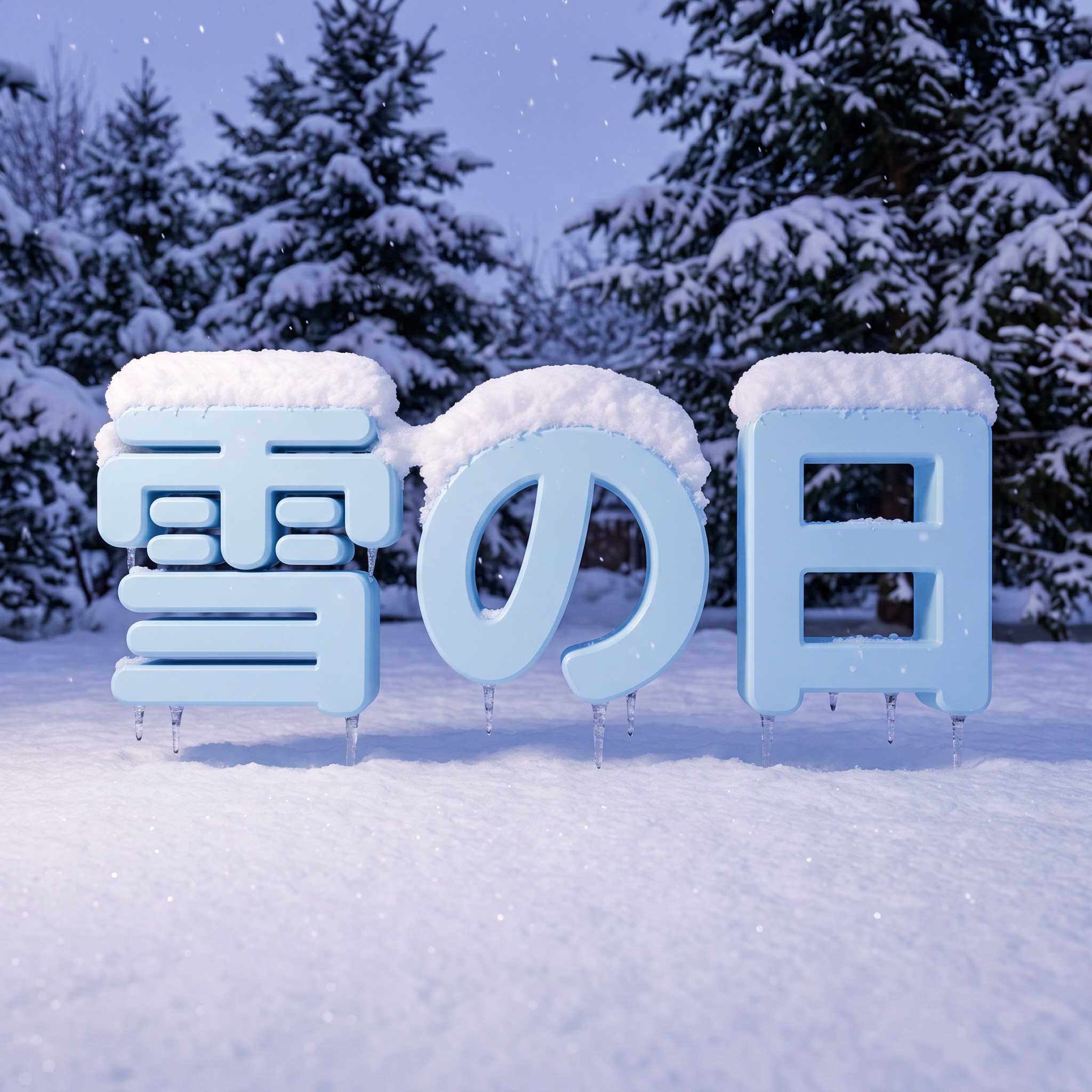 Nano Banana で生成した 雪 文字 AIフォント：文字「雪の日」