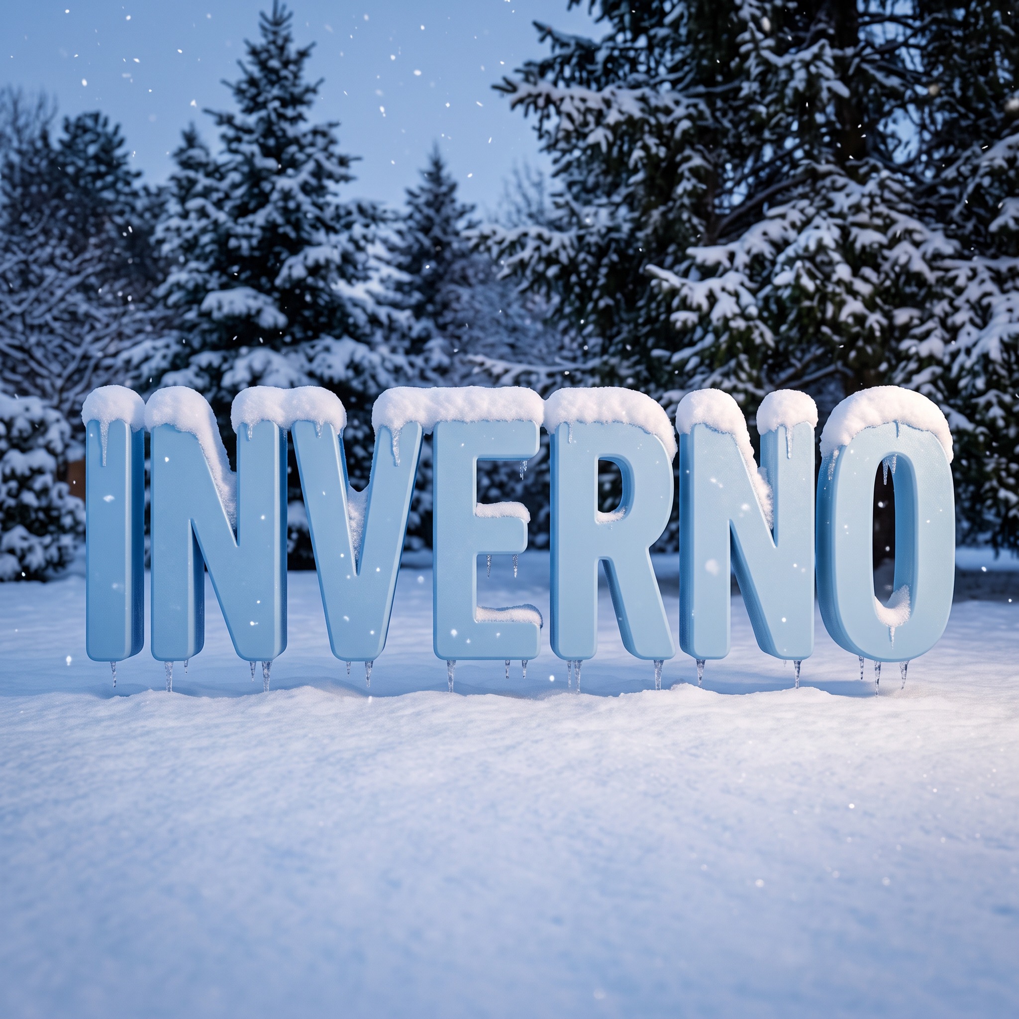 Fonte de IA Fonte de neve gerada no Nano Banana: a palavra INVERNO