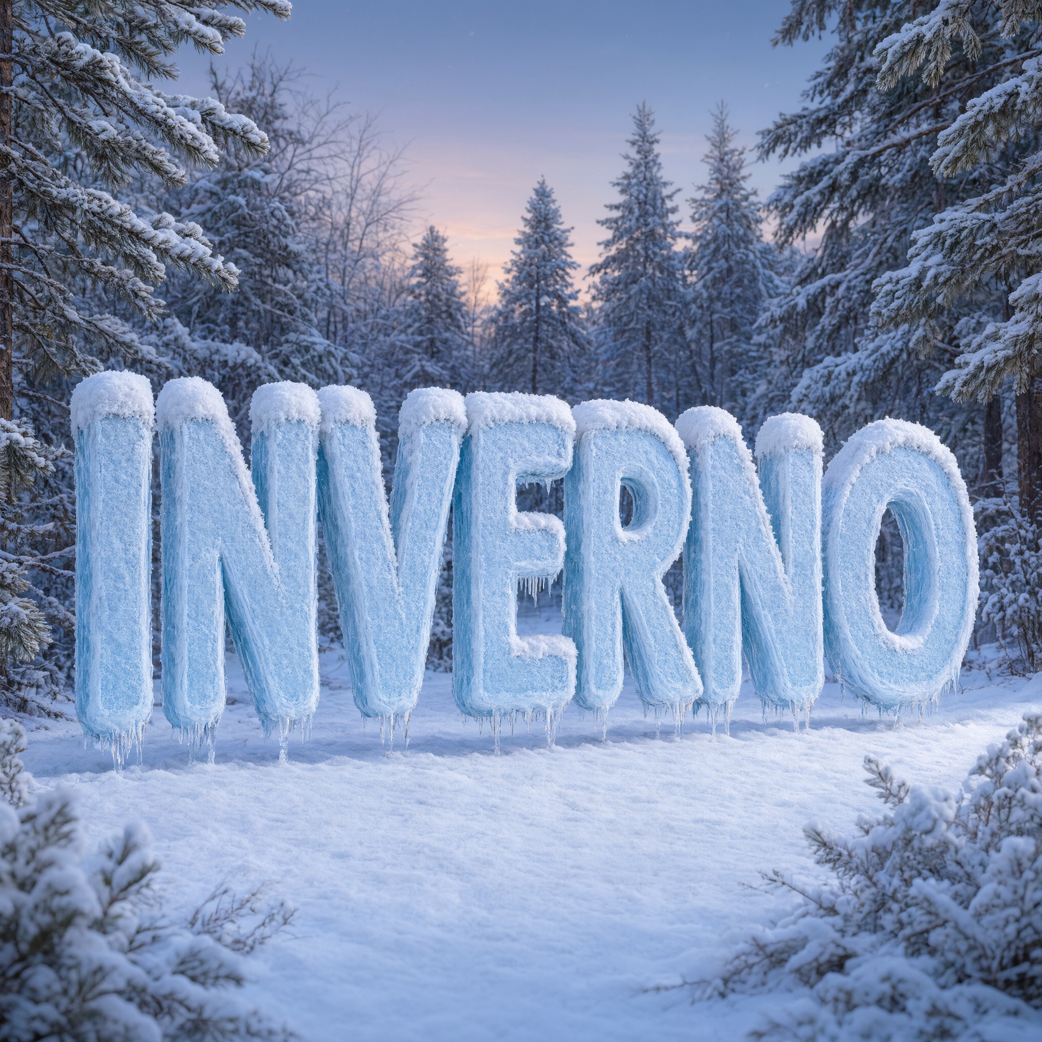 Fonte de IA Fonte de neve gerada no Qwen-Image: a palavra INVERNO