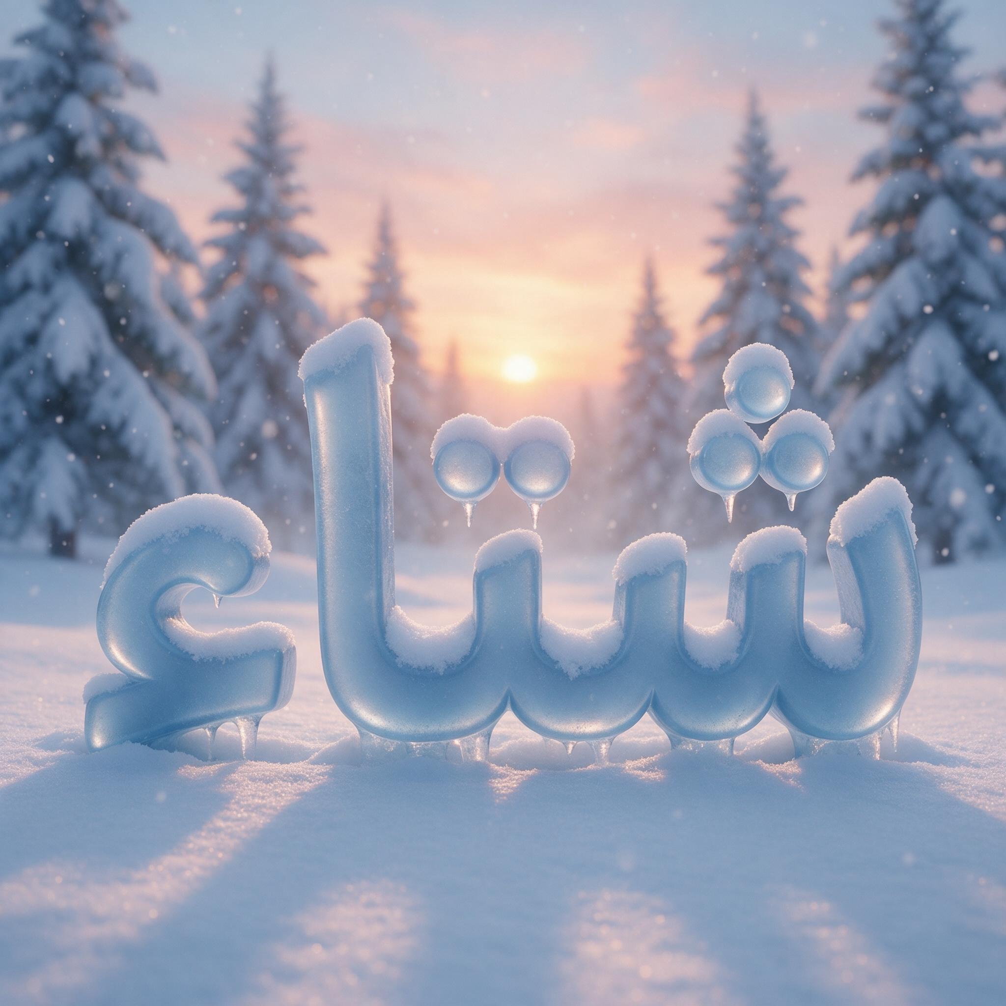 خط خط ثلجي بالذكاء الاصطناعي من توليد Seedream: كلمة شتاء