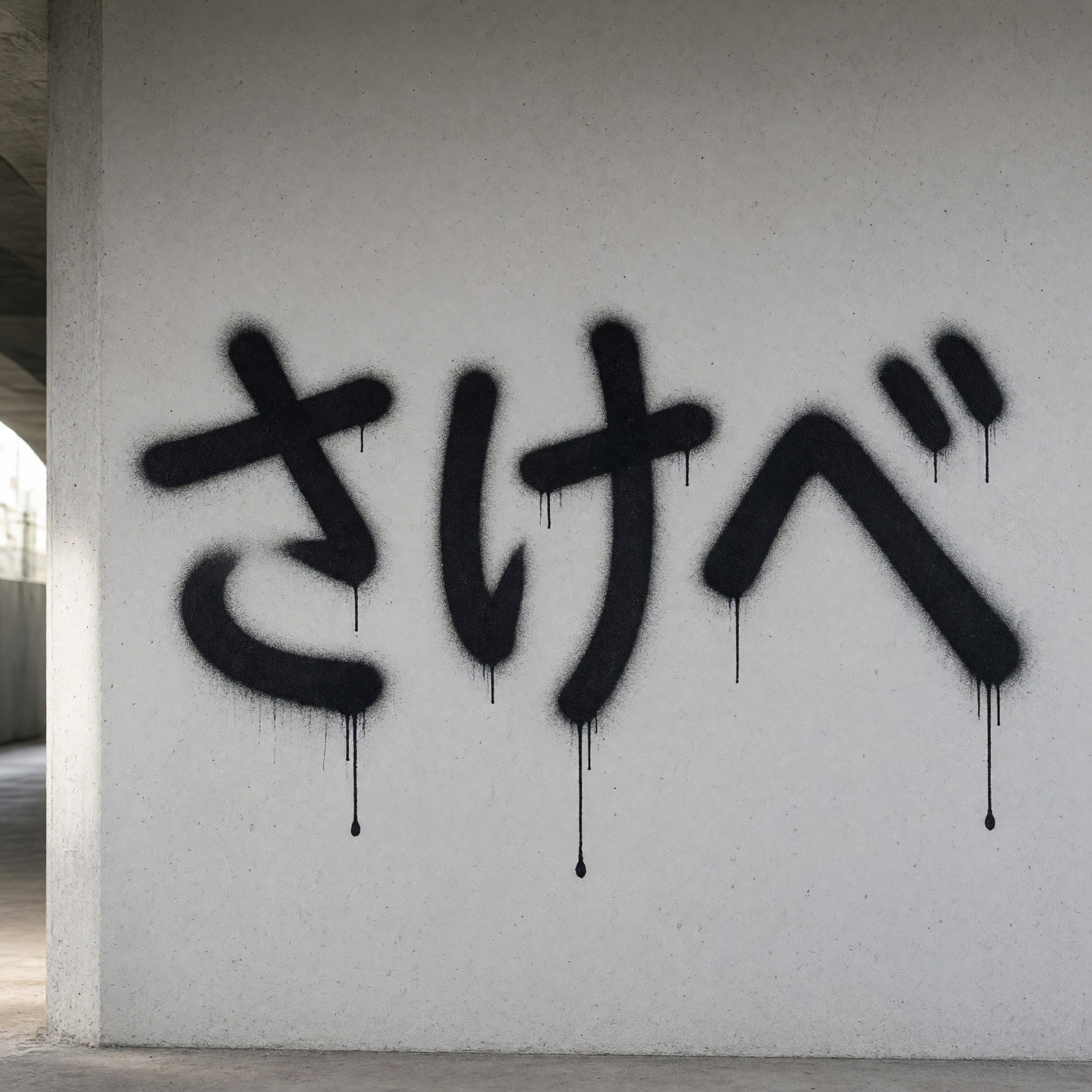 Grok Imagine で生成した スプレー文字 AIフォント：文字「さけべ」