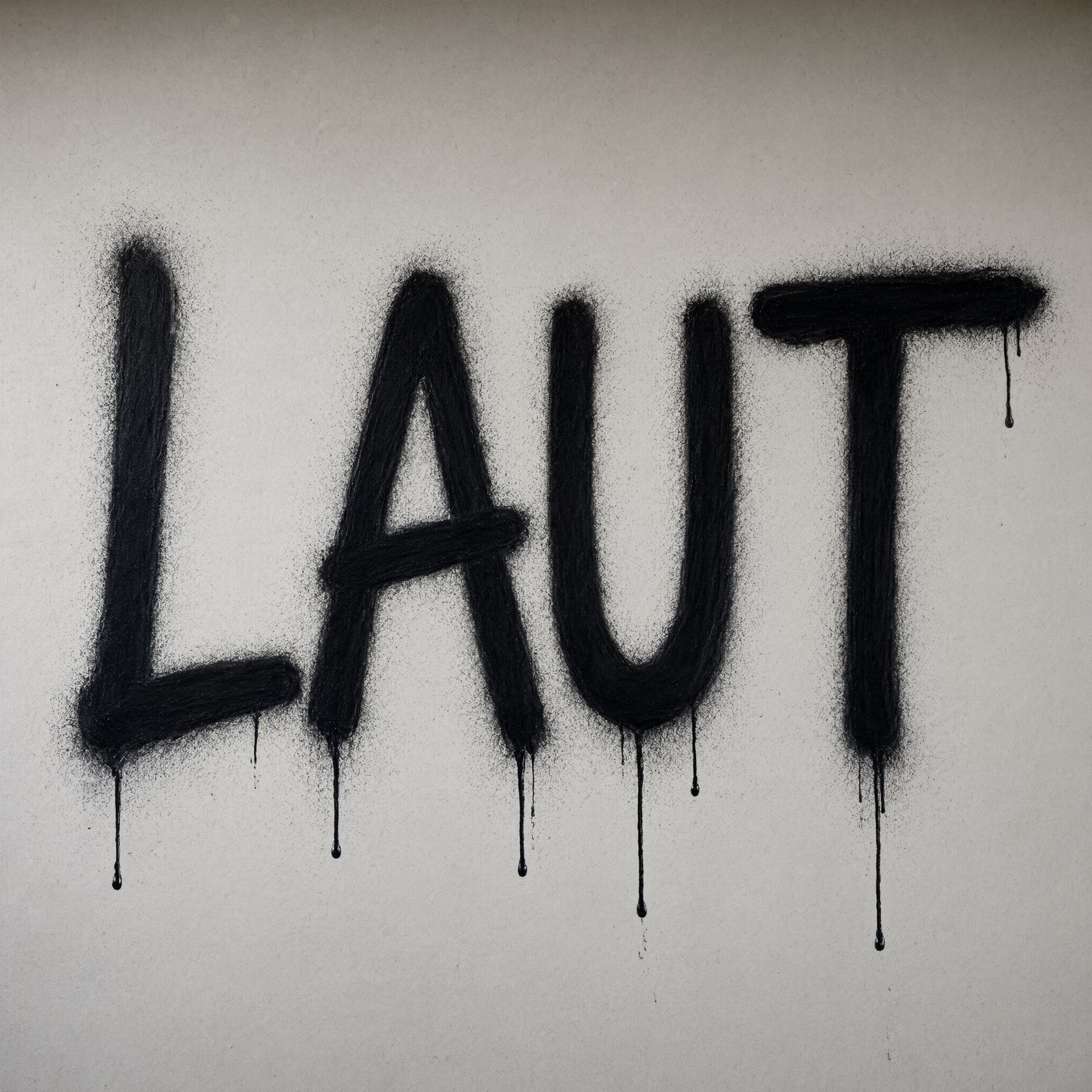 Spray-Schrift KI-Schrift, erstellt mit Qwen-Image: das Wort LAUT