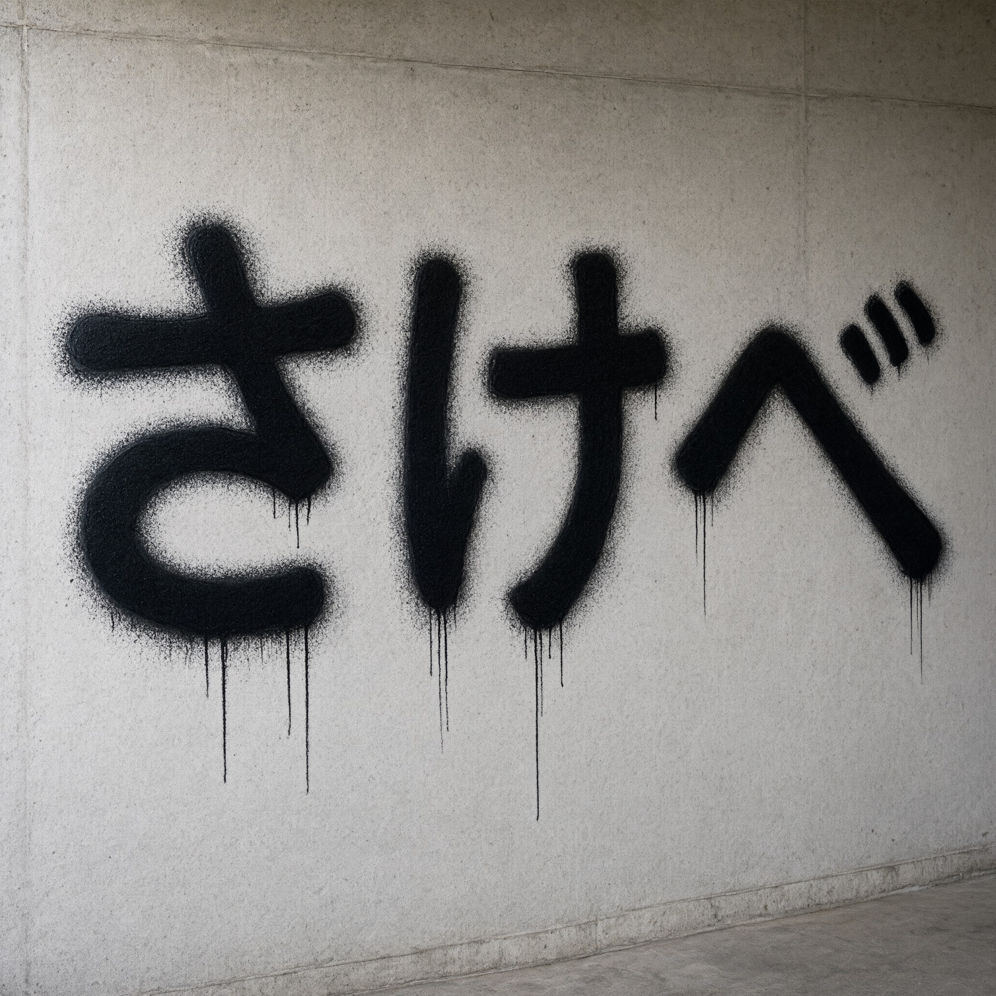 Qwen-Image で生成した スプレー文字 AIフォント：文字「さけべ」