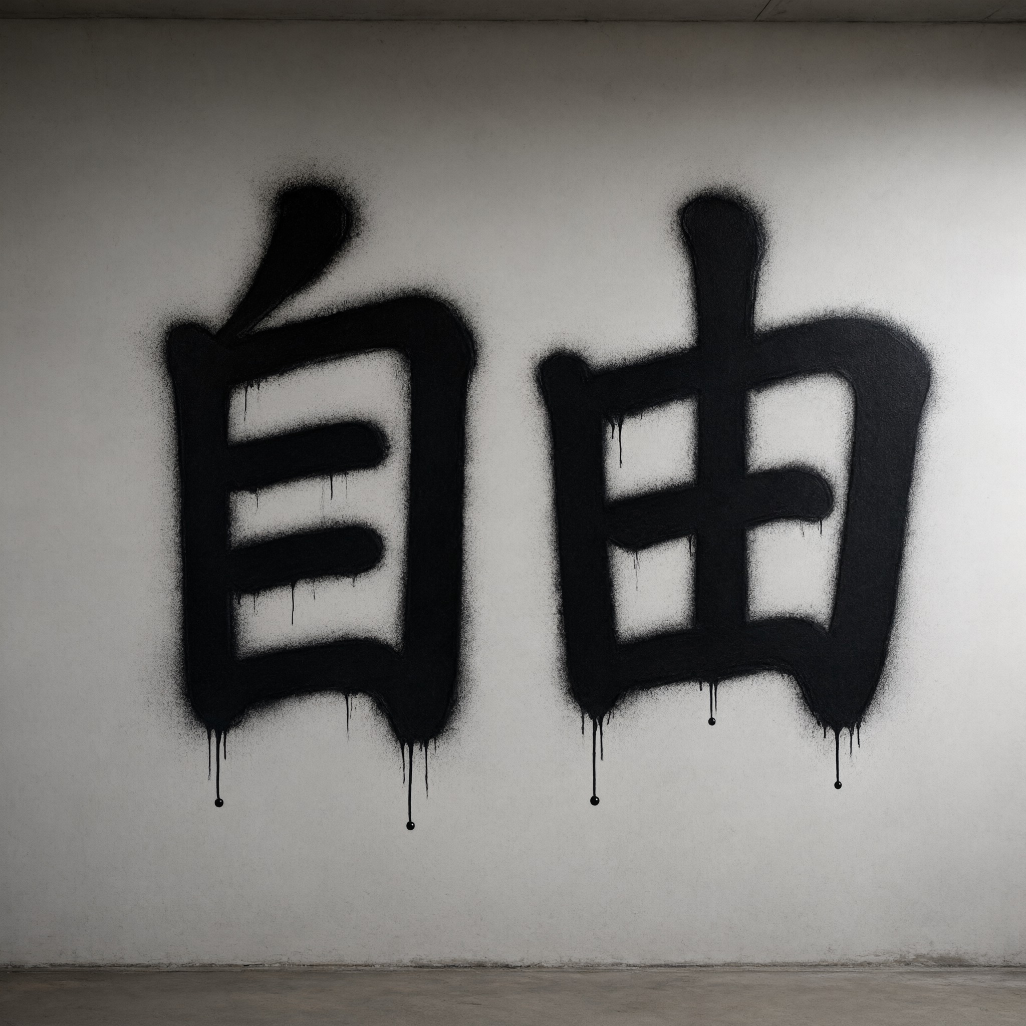 喷漆字 AI 字体在 Qwen-Image 上的生成结果：文字 自由
