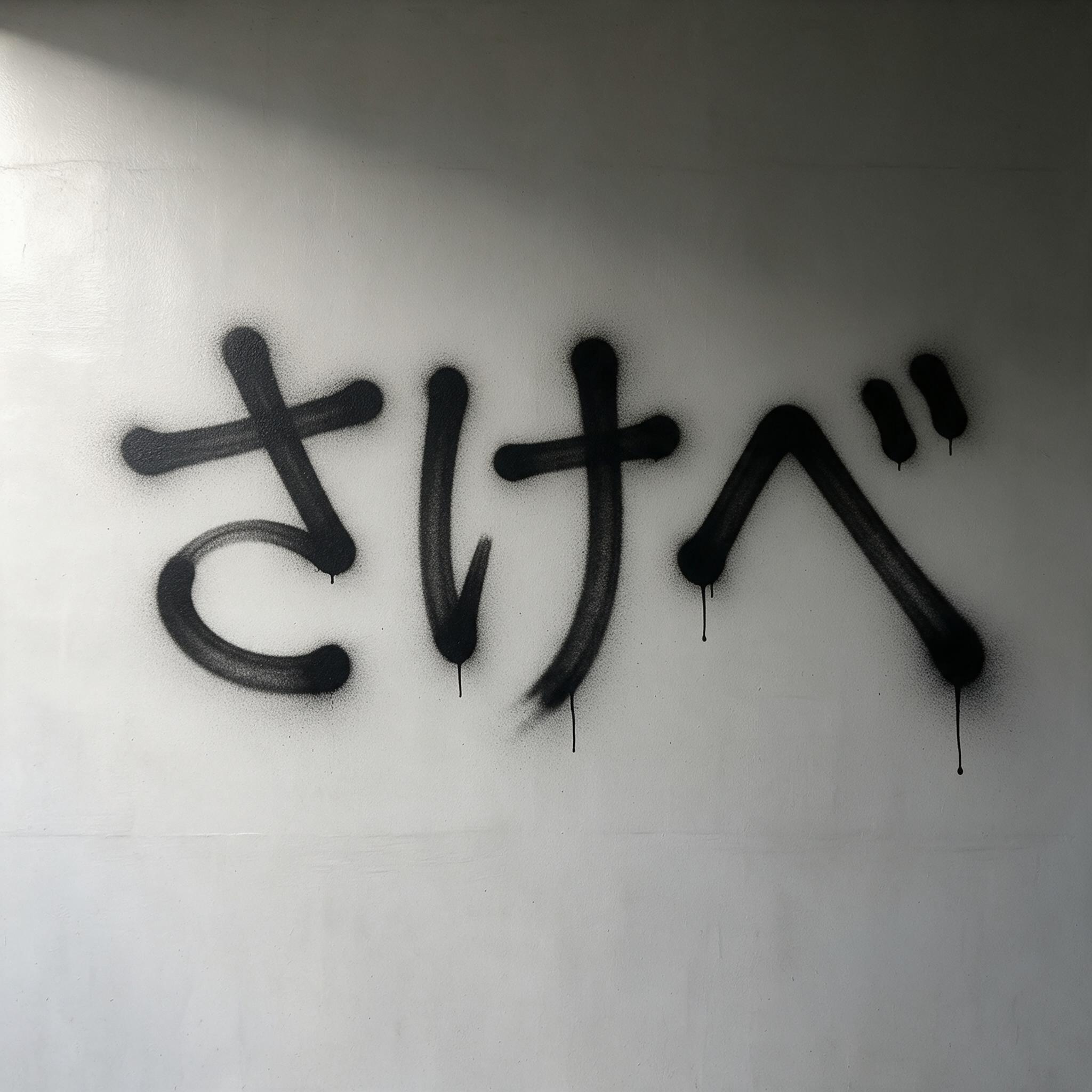 Seedream で生成した スプレー文字 AIフォント：文字「さけべ」