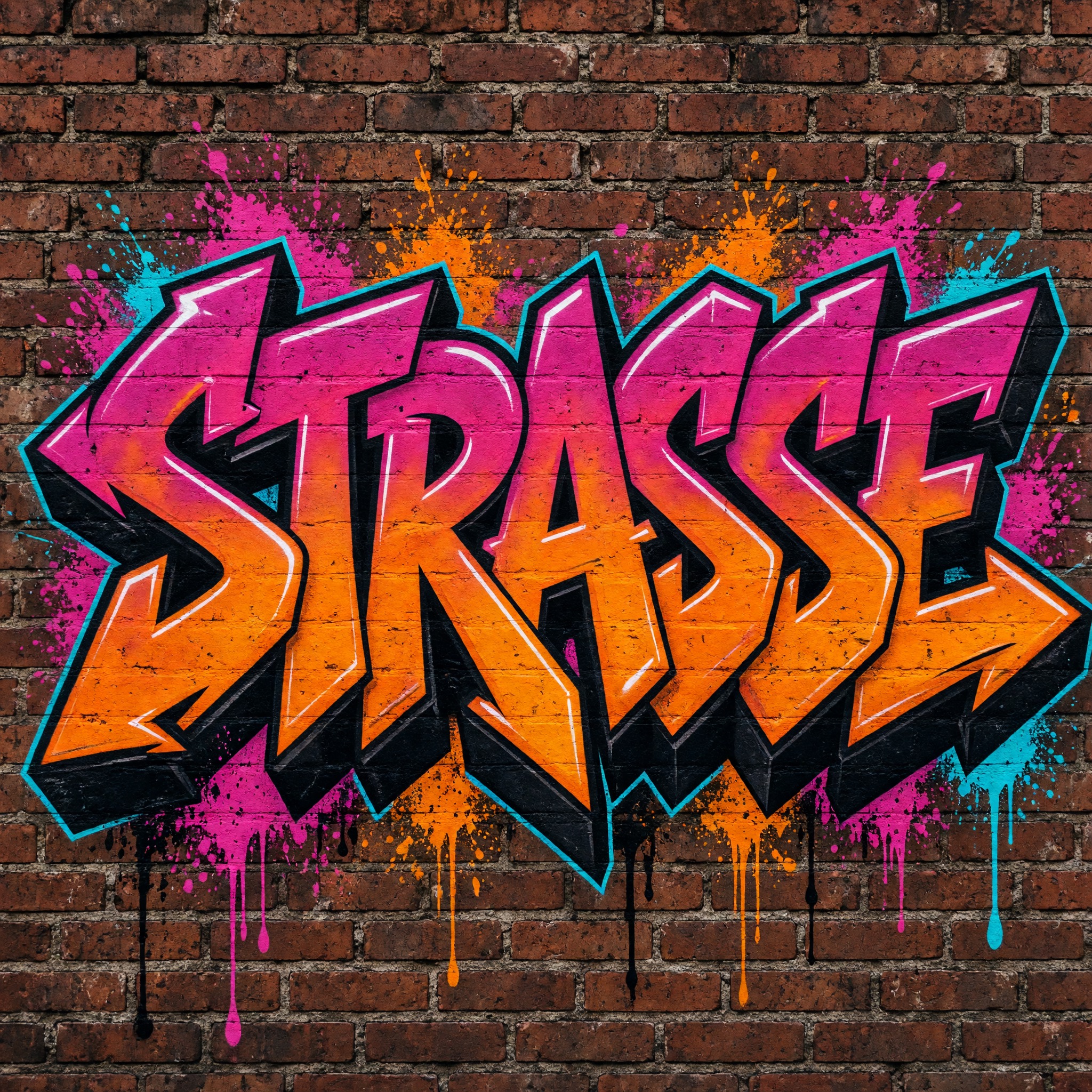 Sunset Graffiti KI-Schrift, erstellt mit Grok Imagine: das Wort STRASSE