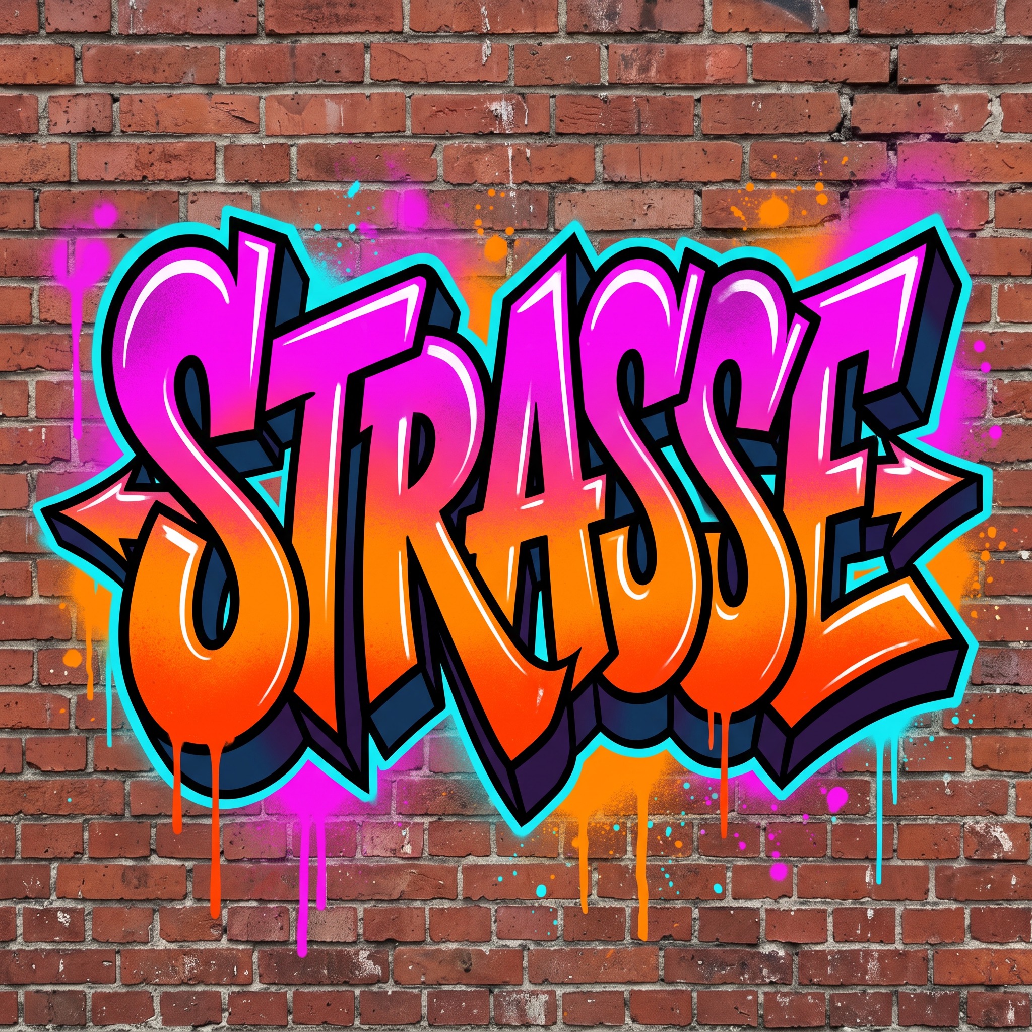 Sunset Graffiti KI-Schrift, erstellt mit Nano Banana: das Wort STRASSE