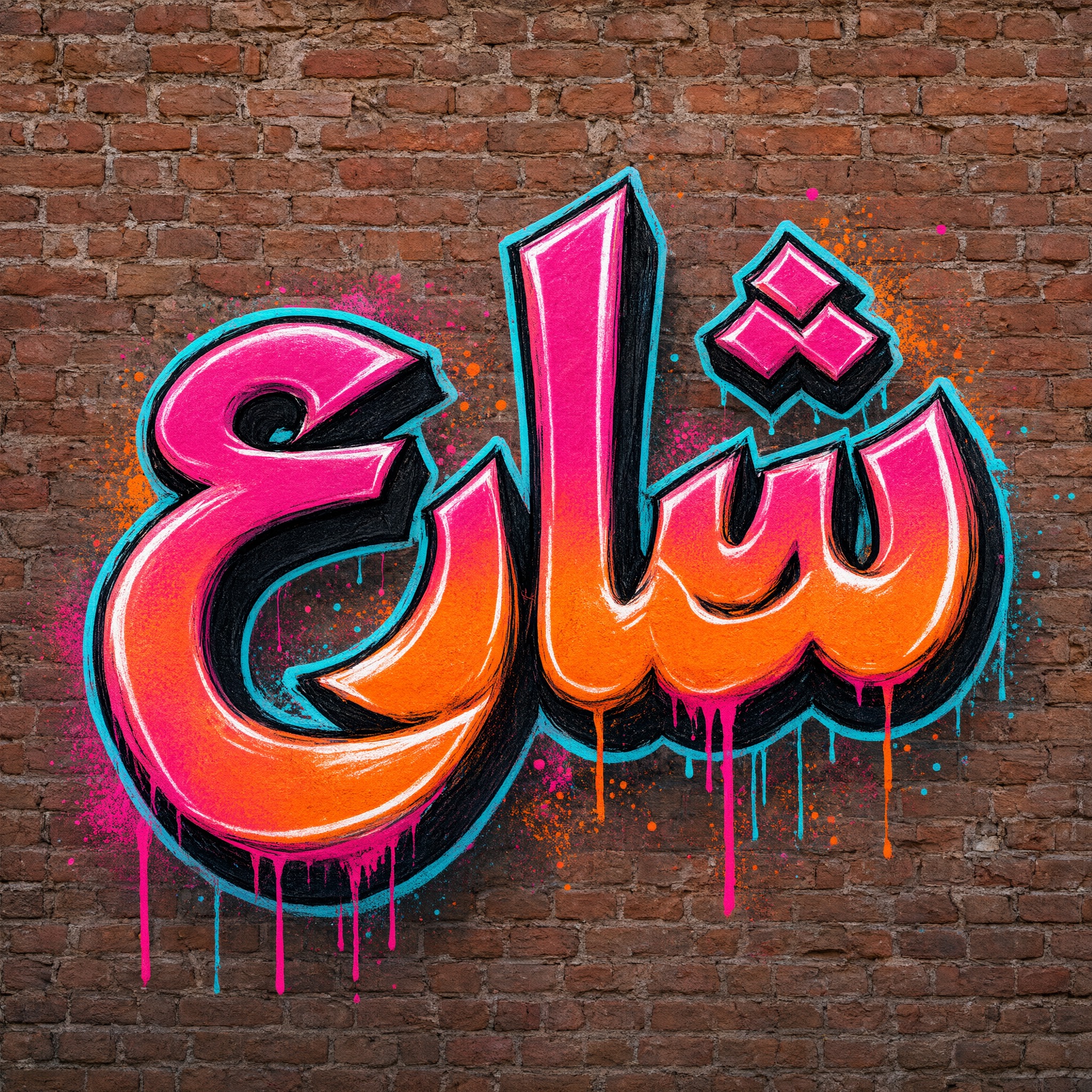 خط جرافيتي الغروب بالذكاء الاصطناعي من توليد Qwen-Image: كلمة شارع