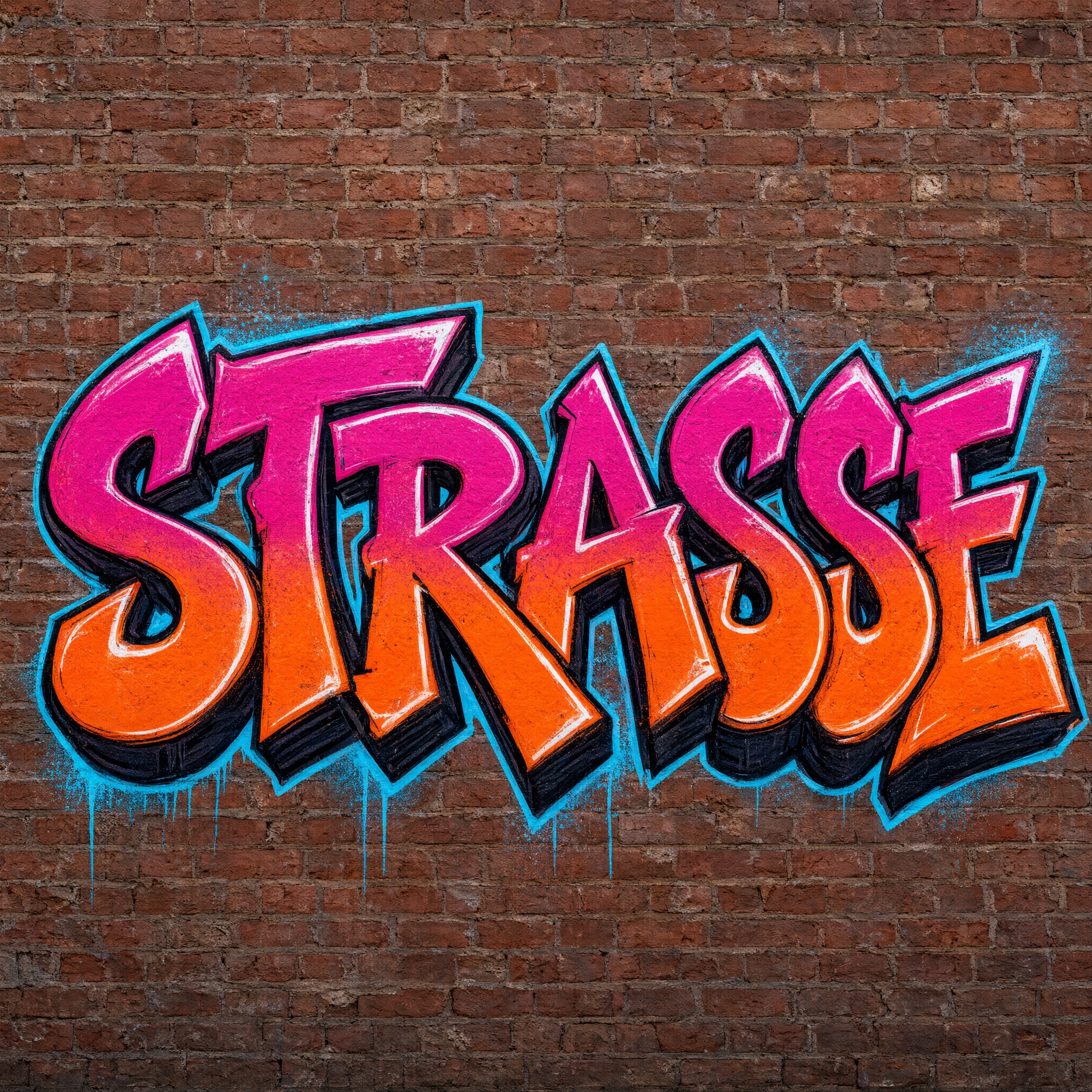 Sunset Graffiti KI-Schrift, erstellt mit Qwen-Image: das Wort STRASSE