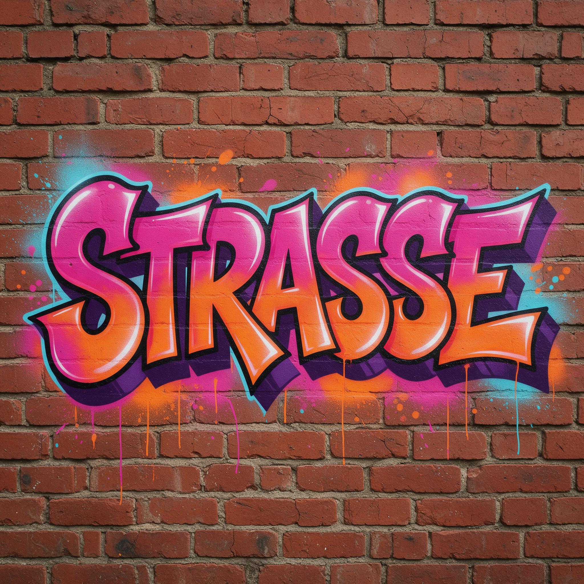 Sunset Graffiti KI-Schrift, erstellt mit Seedream: das Wort STRASSE