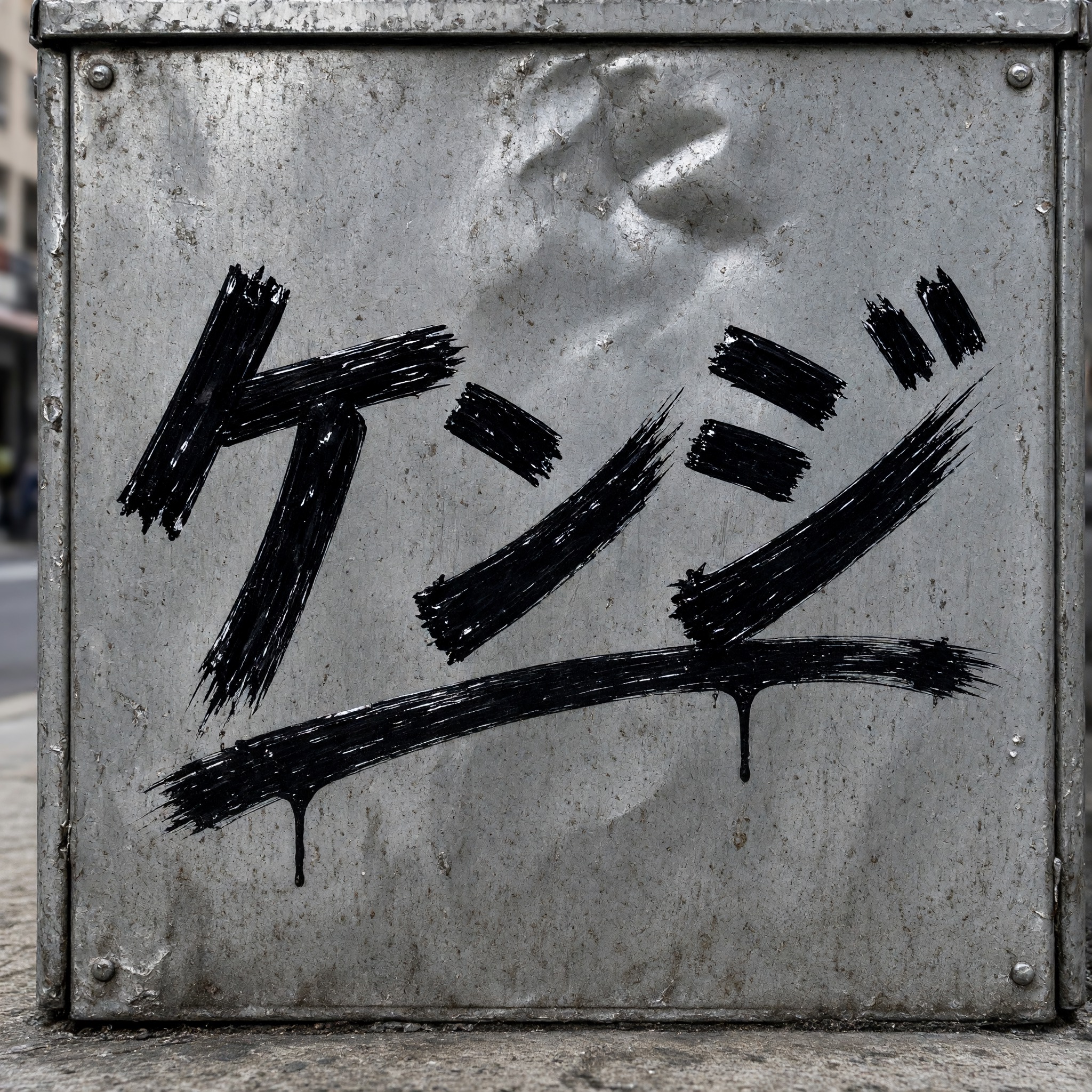 Grok Imagine で生成した グラフィティのタグ文字 AIフォント:文字「ケンジ」