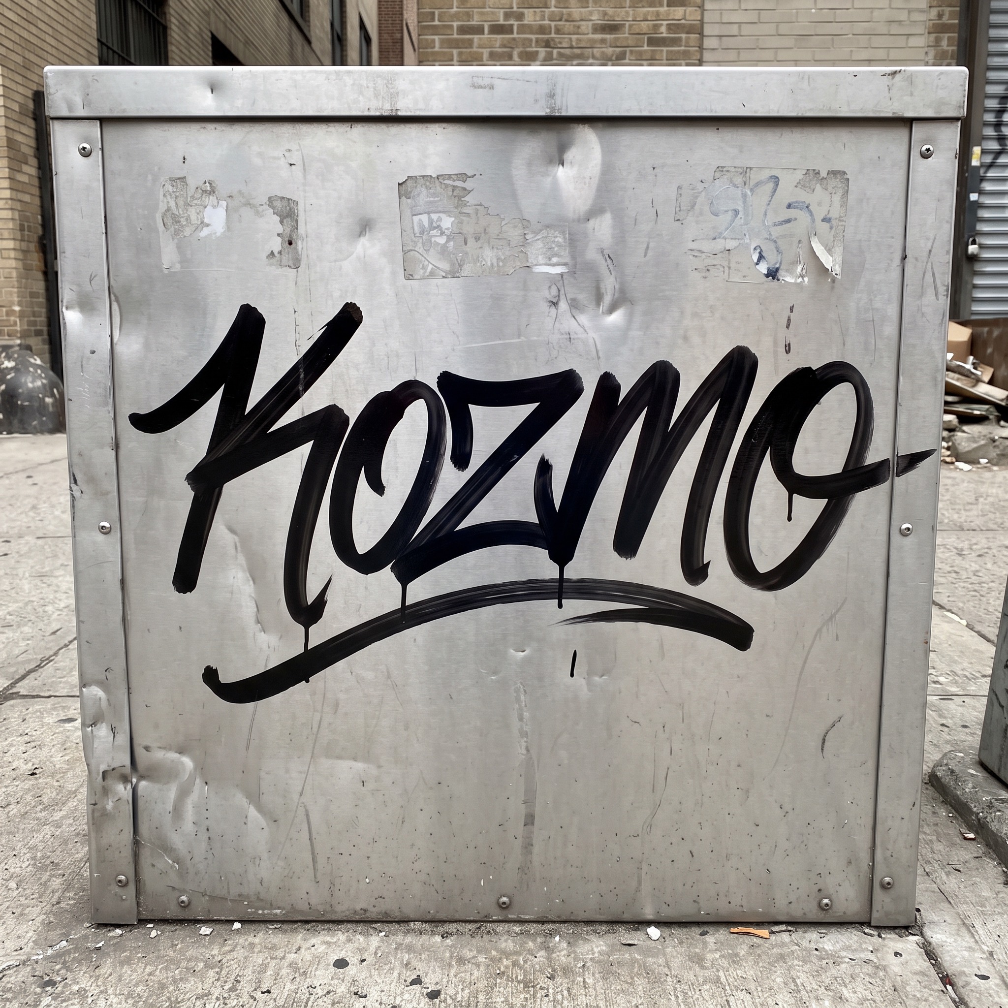 Tagging Letters AI font generated with Nano Banana: the word Kozmo