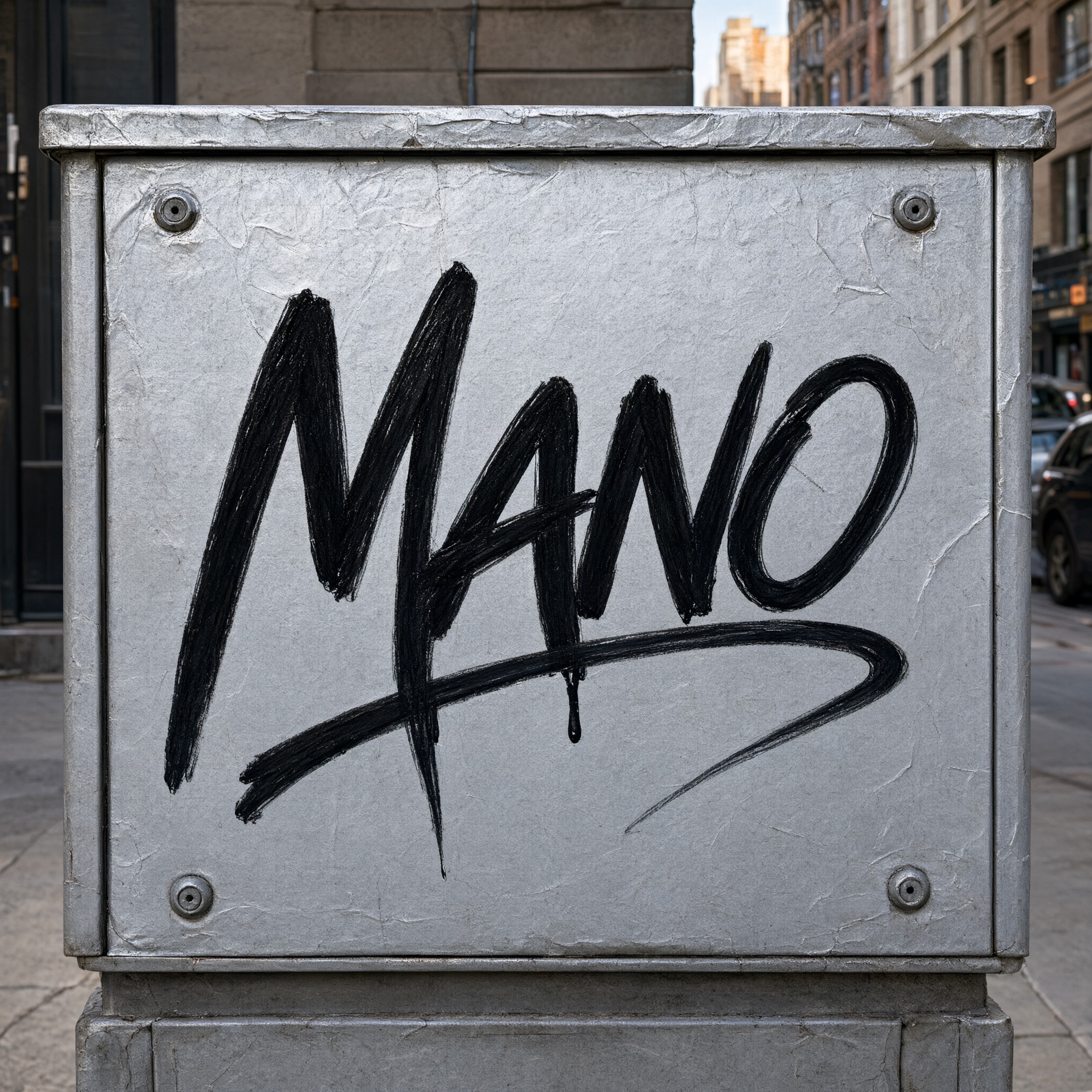 Fonte de IA Letras de tag de grafite gerada no Qwen-Image: a palavra Mano