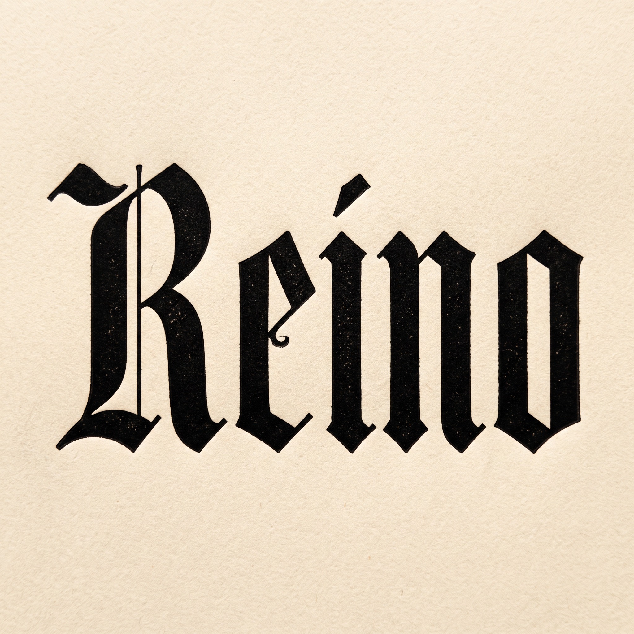 Fuente de IA Letra gótica Textura generada con Nano Banana: la palabra Reino