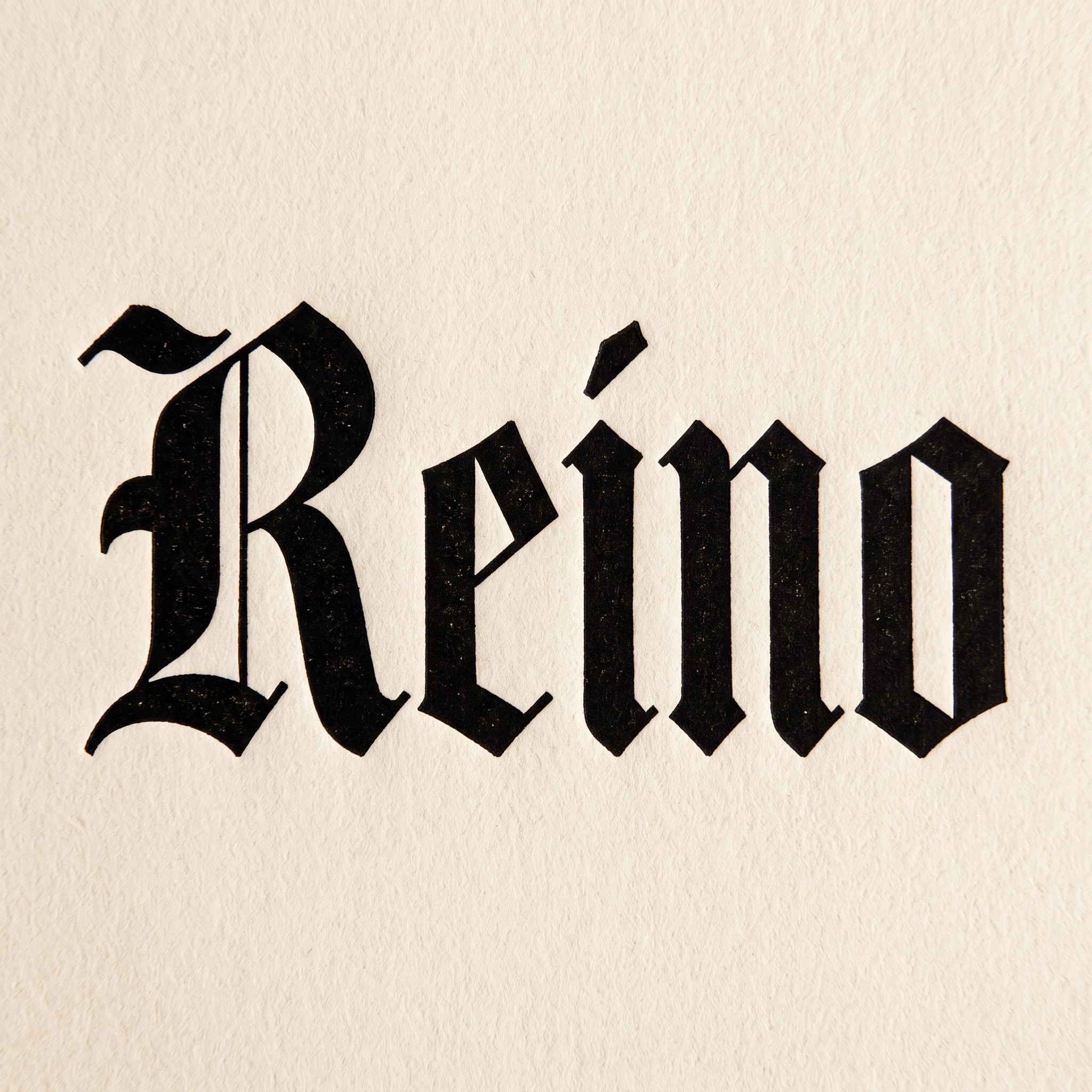 Fonte de IA Letra gótica Textura gerada no Nano Banana: a palavra Reino