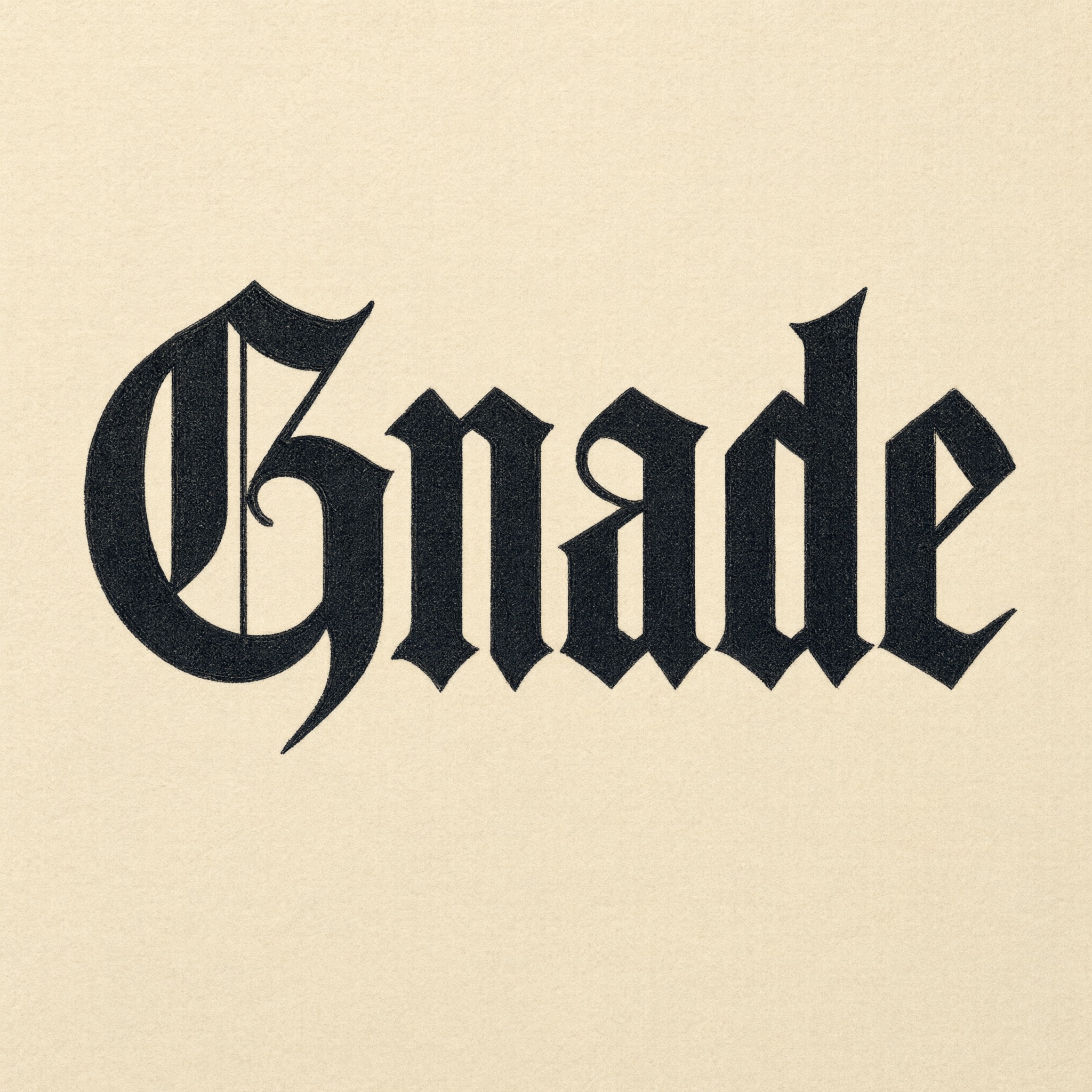 Textura-Schrift KI-Schrift, erstellt mit Qwen-Image: das Wort Gnade