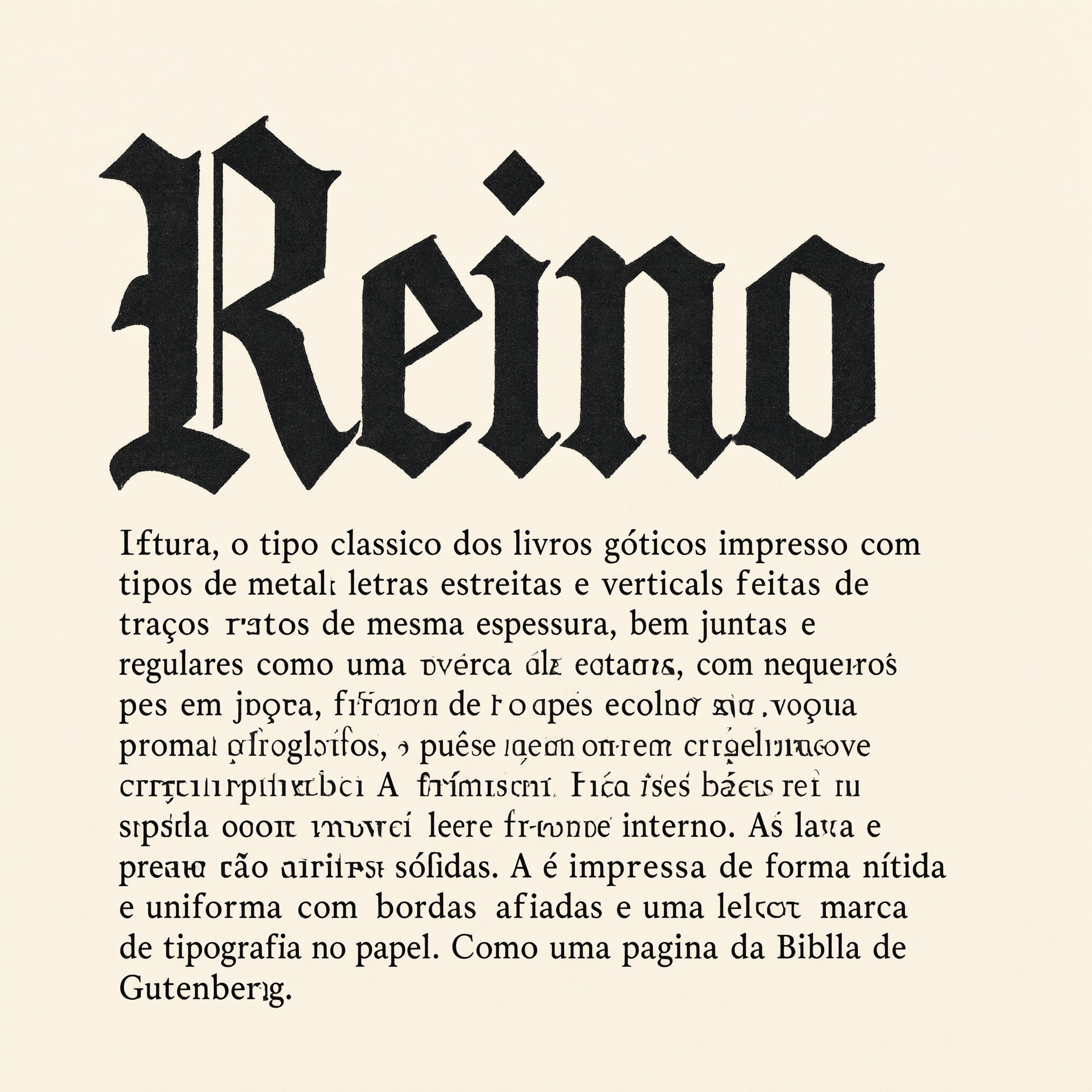 Fonte de IA Letra gótica Textura gerada no Qwen-Image: a palavra Reino