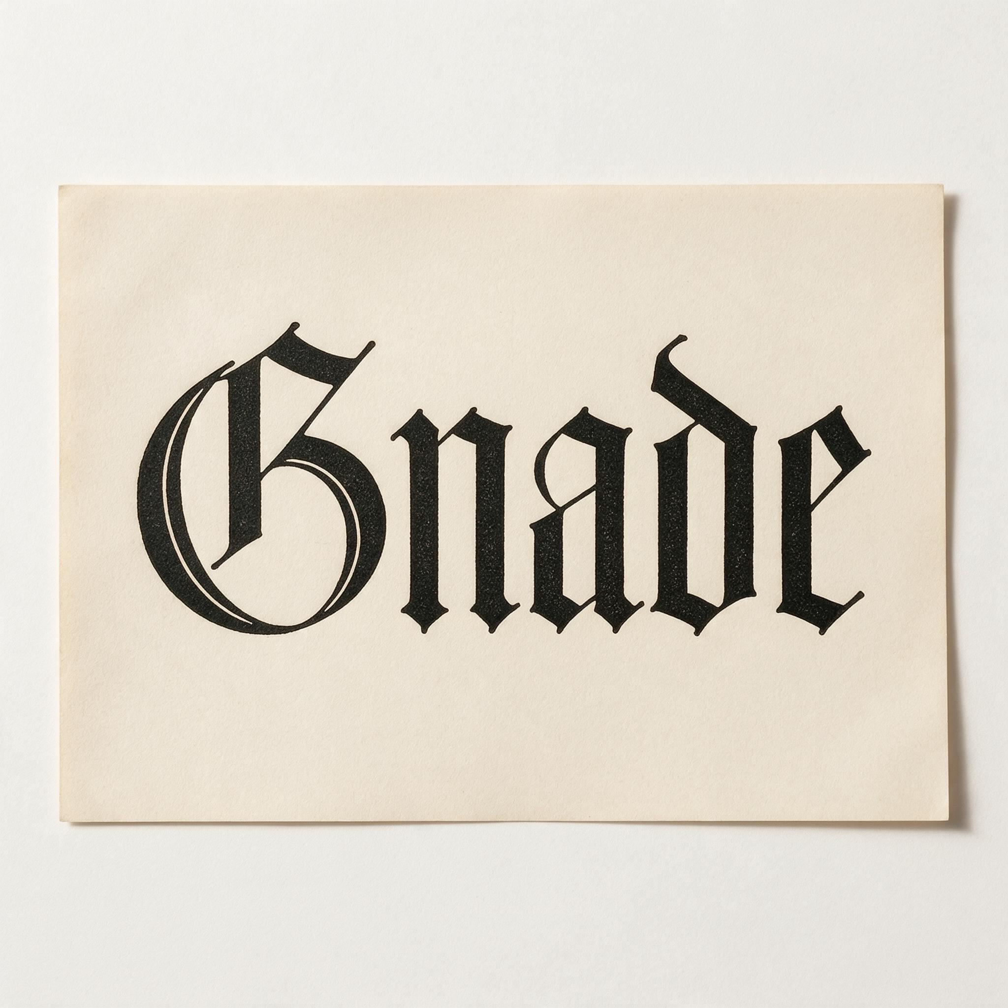 Textura-Schrift KI-Schrift, erstellt mit Seedream: das Wort Gnade