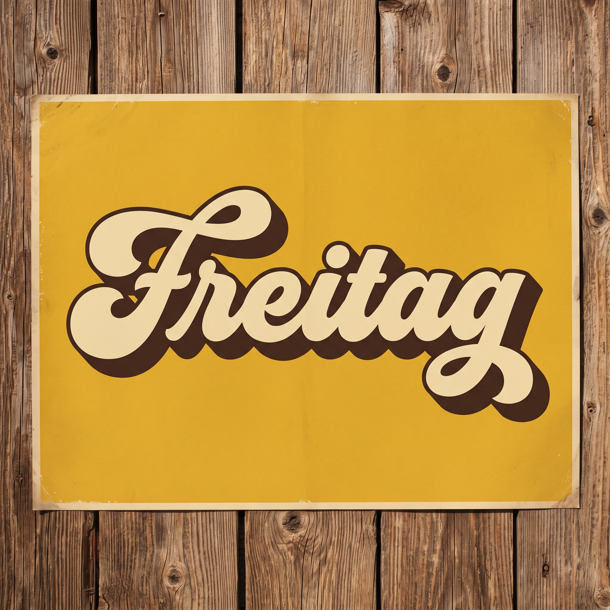 Fette Schreibschrift KI-Schrift, erstellt mit Nano Banana: das Wort Freitag