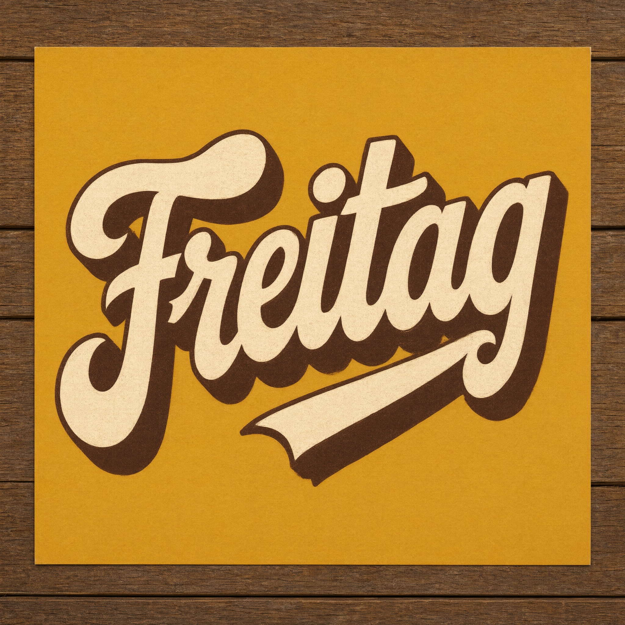 Fette Schreibschrift KI-Schrift, erstellt mit Qwen-Image: das Wort Freitag