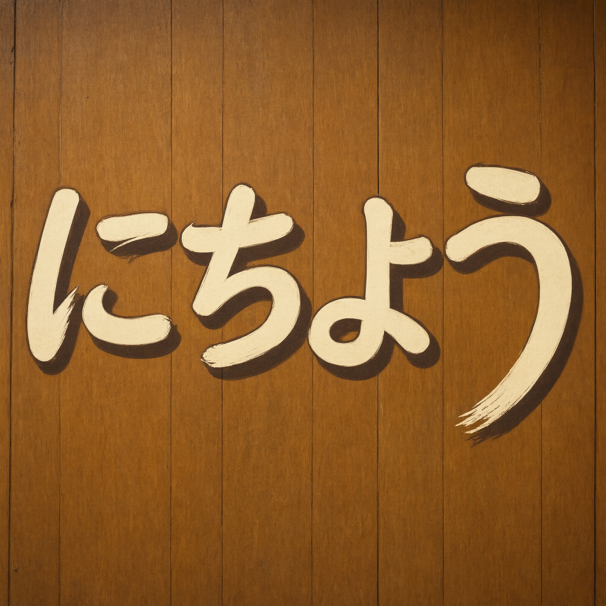 Qwen-Image で生成した レトロ太字筆記体 AIフォント：文字「にちよう」