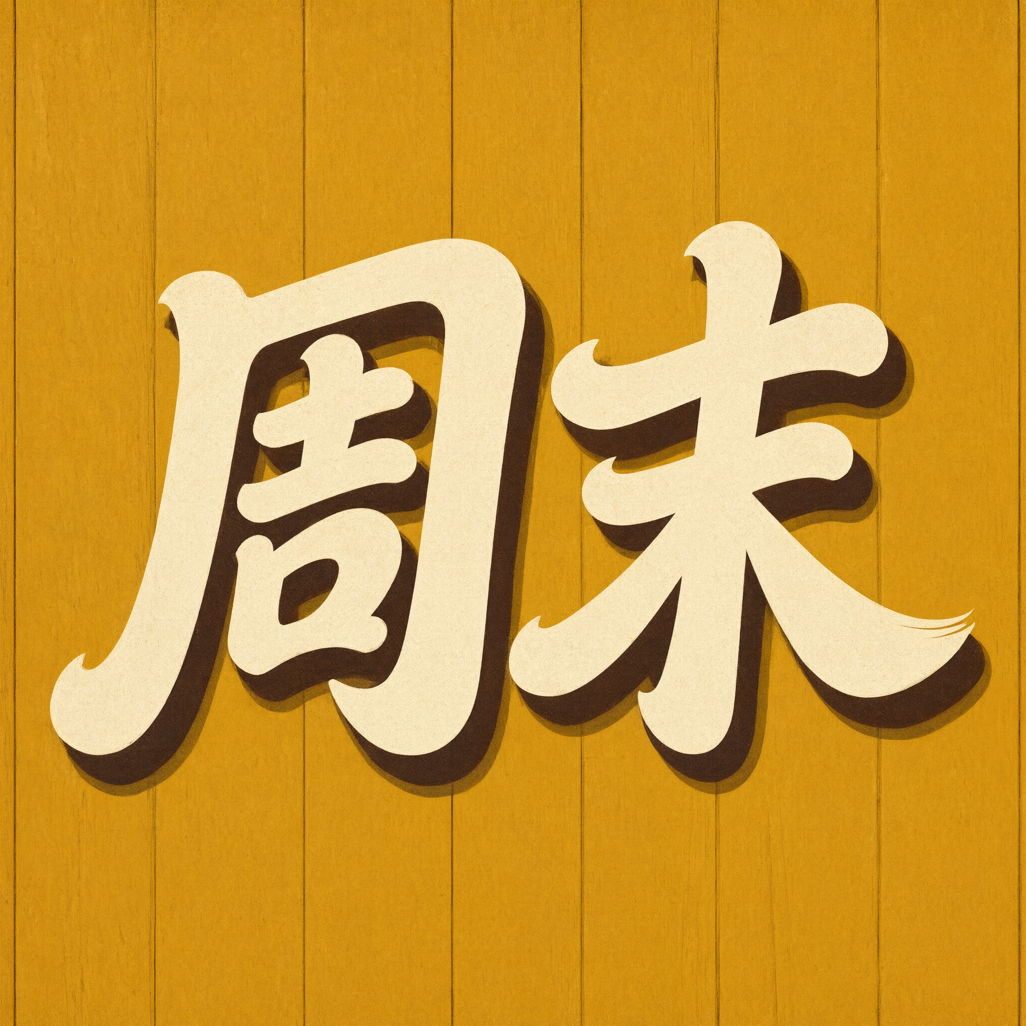 粗体花体字 AI 字体在 Qwen-Image 上的生成结果：文字 周末