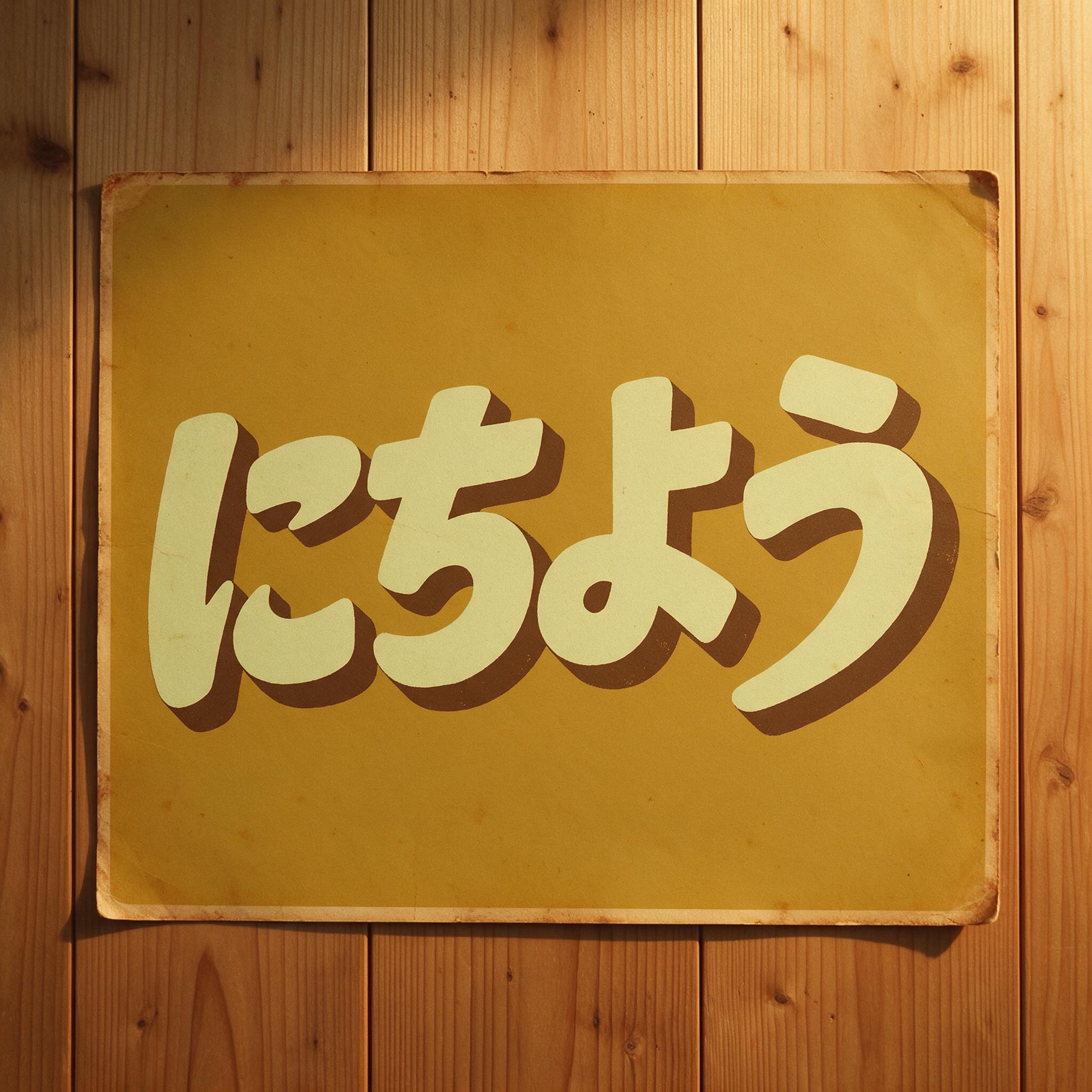 Seedream で生成した レトロ太字筆記体 AIフォント：文字「にちよう」