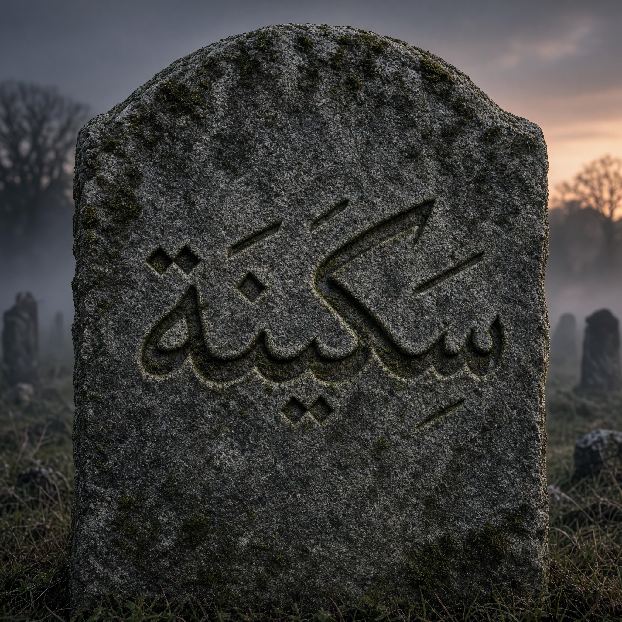 خط خط شاهد القبر بالذكاء الاصطناعي من توليد Grok Imagine: كلمة سكينة