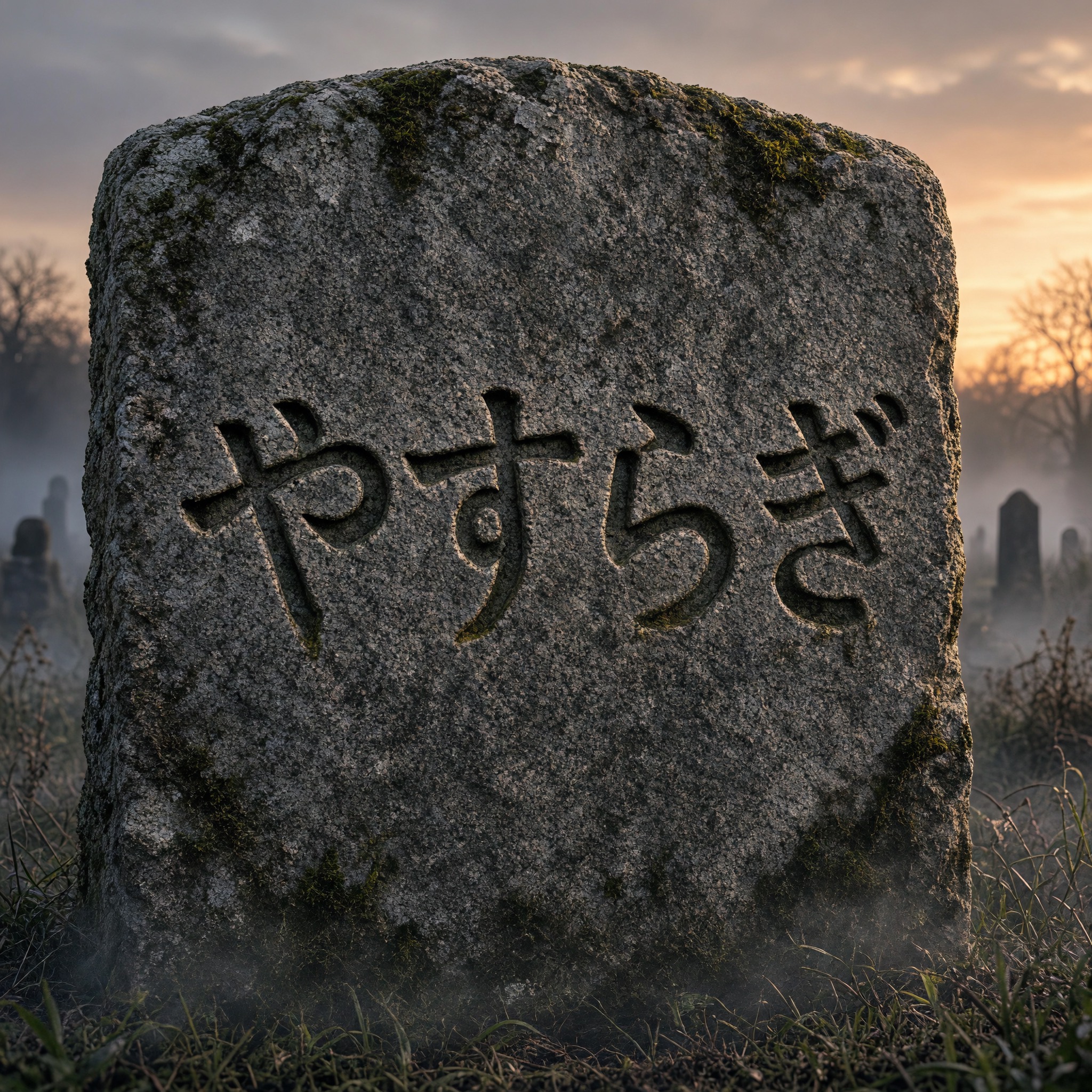 Grok Imagine で生成した 墓石の文字 AIフォント:文字「やすらぎ」