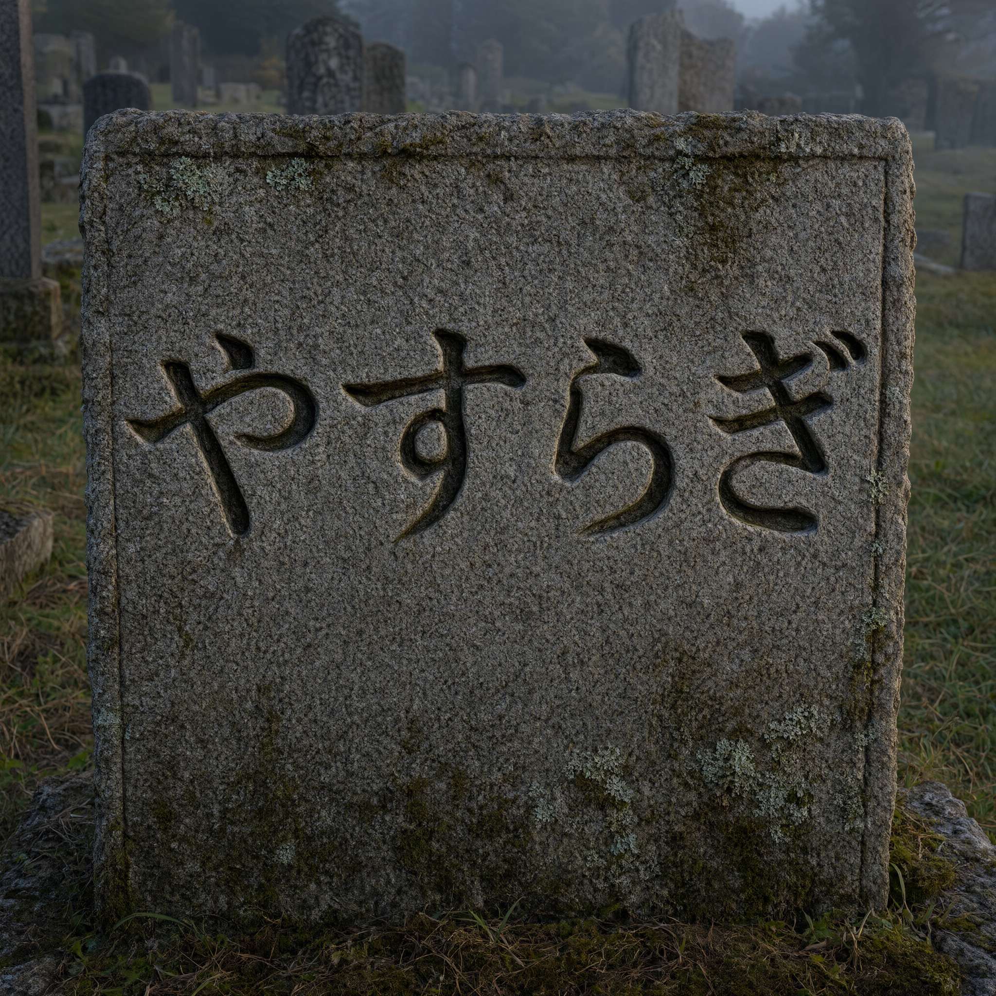 Qwen-Image で生成した 墓石の文字 AIフォント:文字「やすらぎ」
