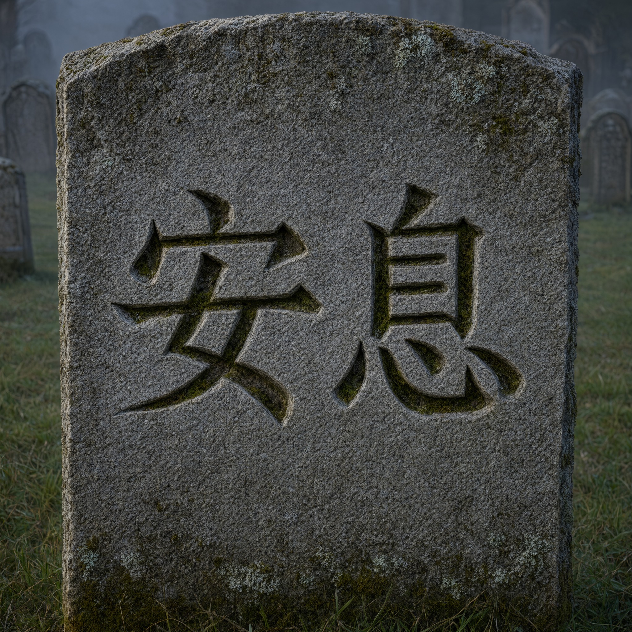 墓碑字体 AI 字体在 Qwen-Image 上的生成结果：文字 安息