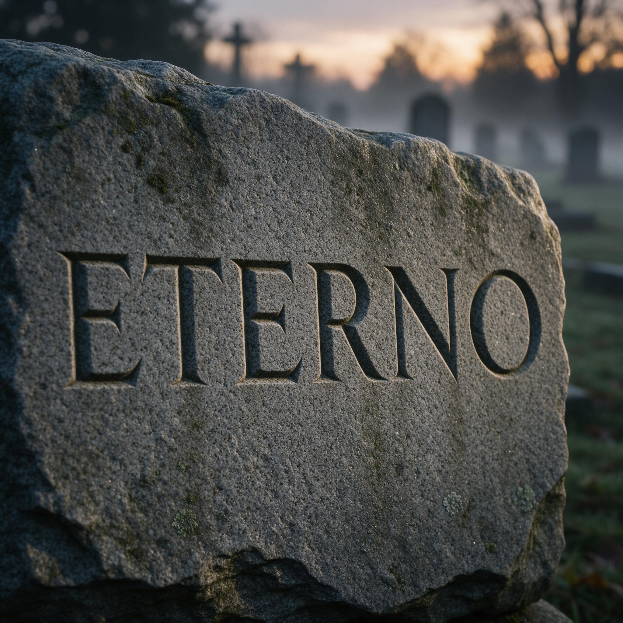 Fuente de IA Letras de lápida generada con Seedream: la palabra ETERNO