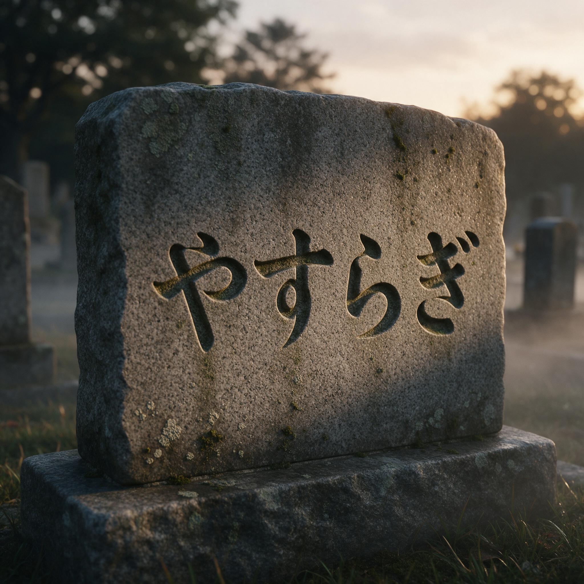 Seedream で生成した 墓石の文字 AIフォント:文字「やすらぎ」