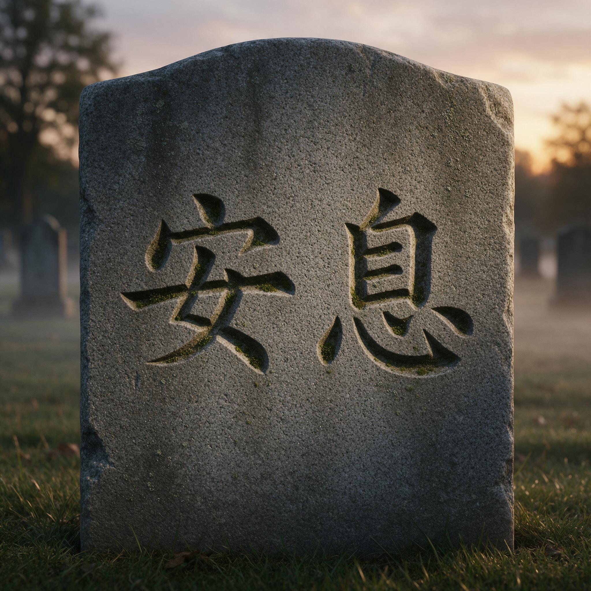 墓碑字体 AI 字体在 Seedream 上的生成结果：文字 安息