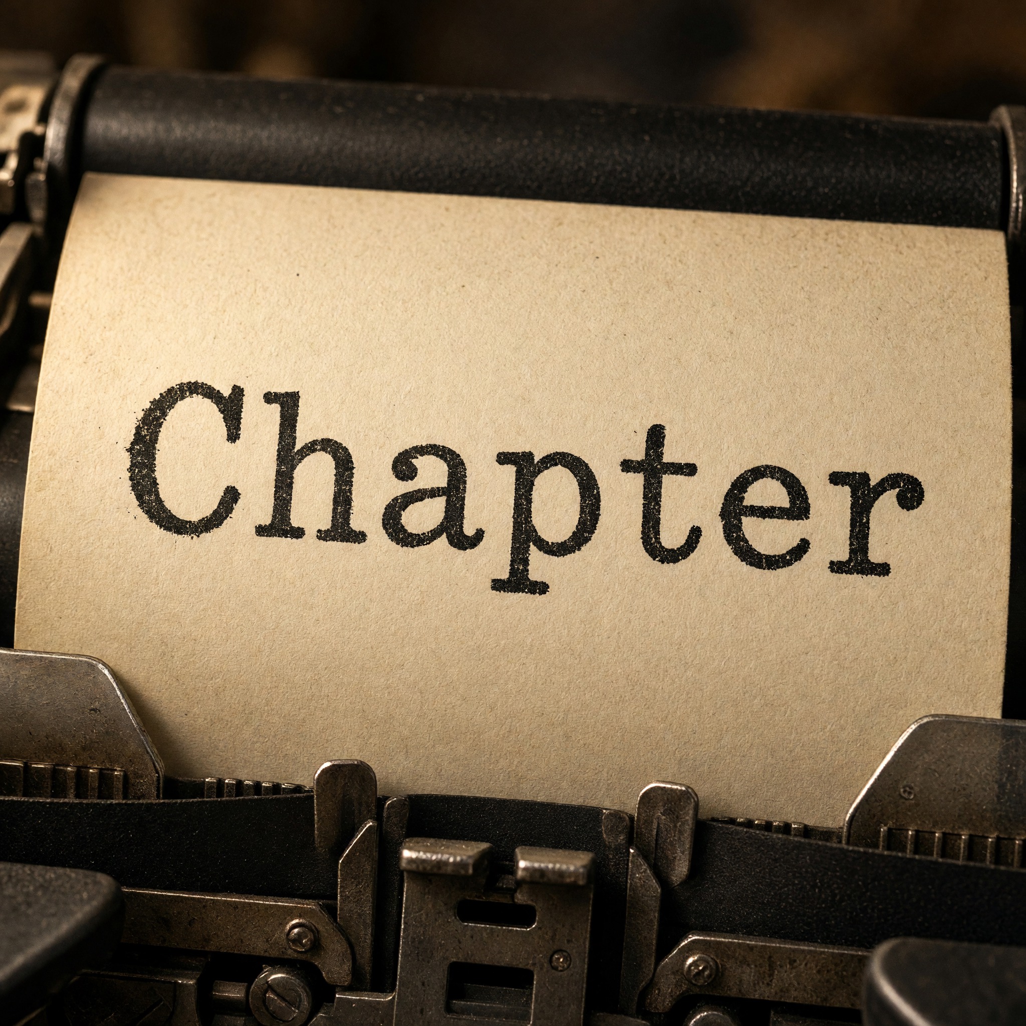 Typewriter Font AI font generated with Grok Imagine: the word Chapter