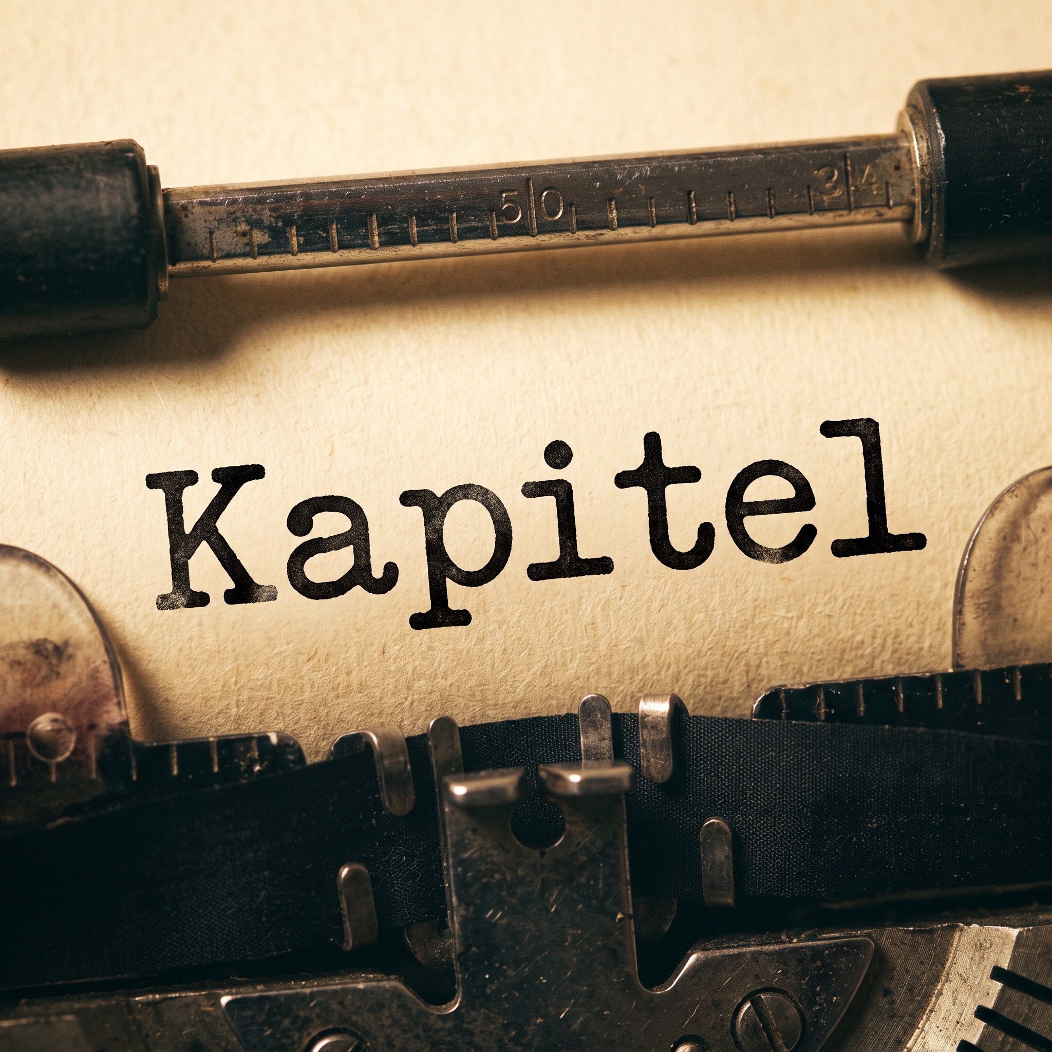 Schreibmaschinenschrift KI-Schrift, erstellt mit Nano Banana: das Wort Kapitel