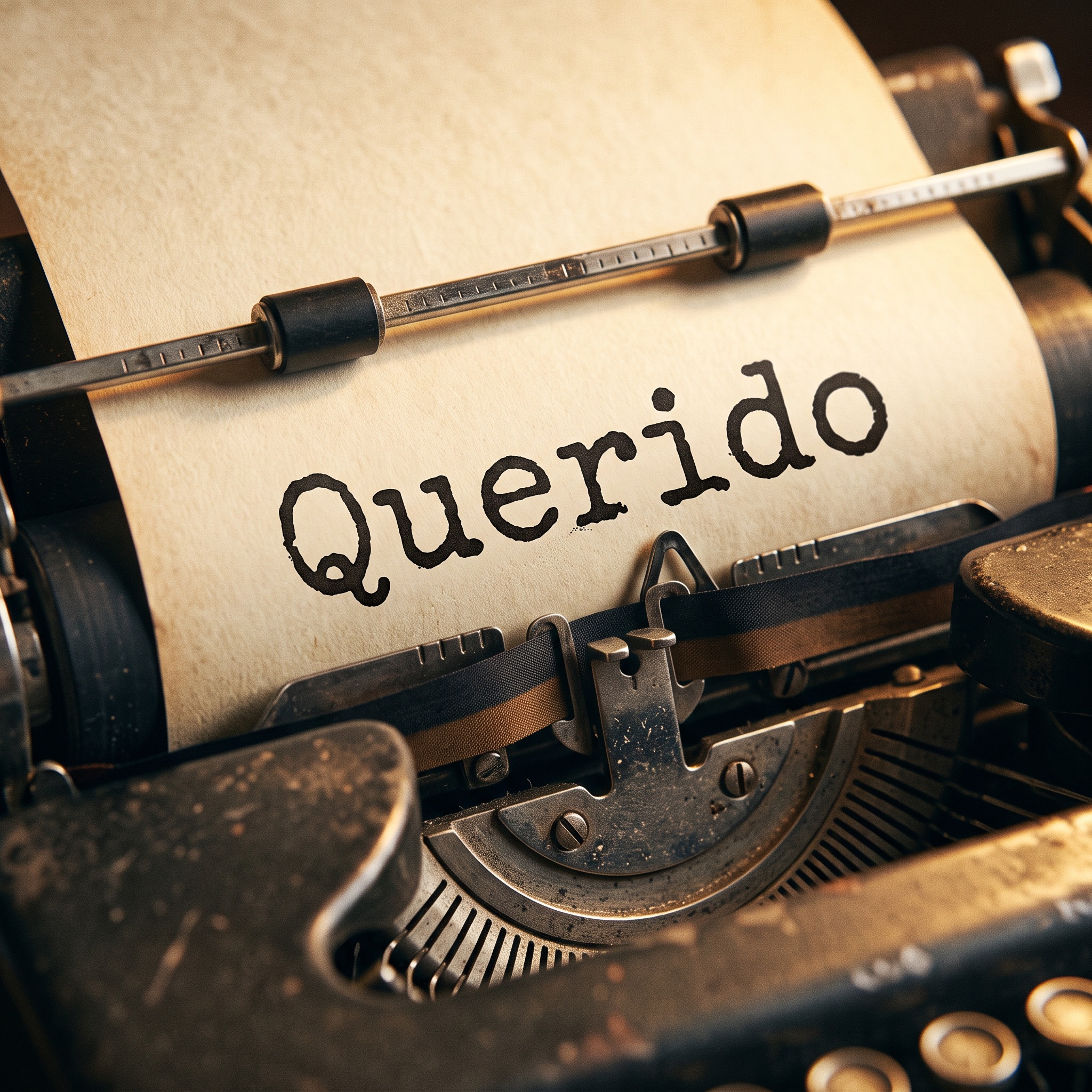 Fuente de IA Letra de máquina de escribir generada con Nano Banana: la palabra Querido