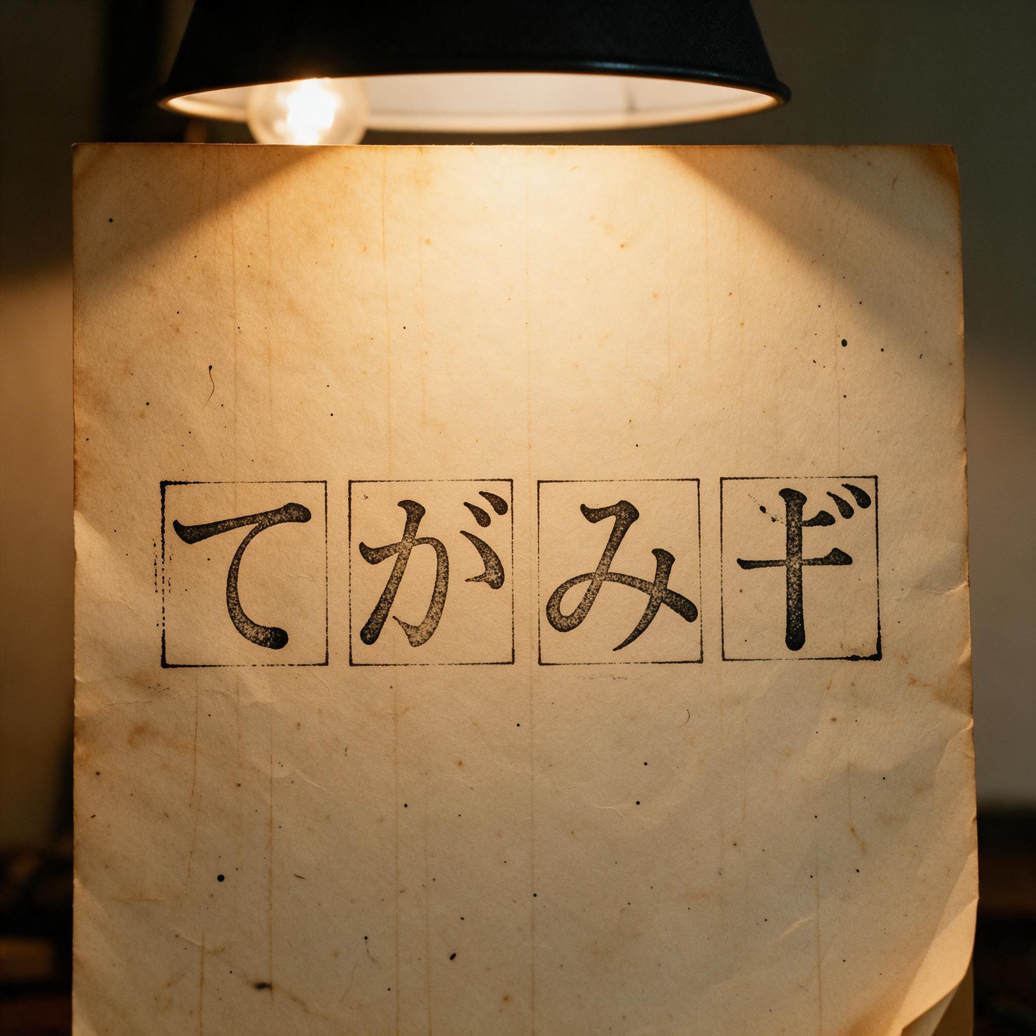 Seedream で生成した タイプライター フォント AIフォント：文字「てがみ」