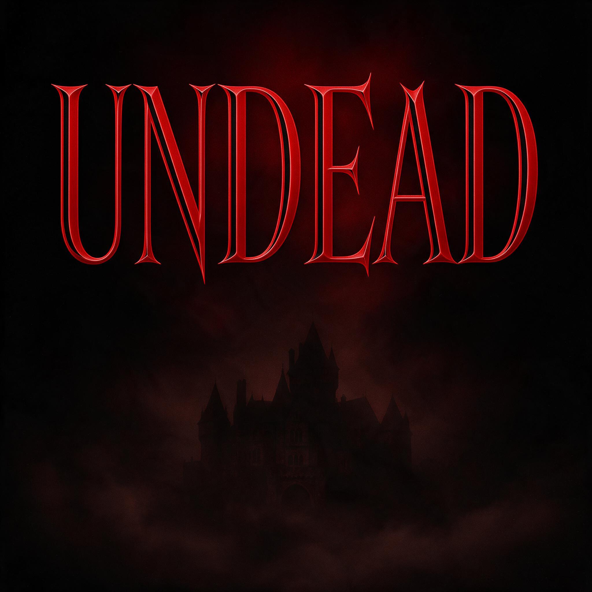 Vampire Font AI font generated with Seedream: the word UNDEAD