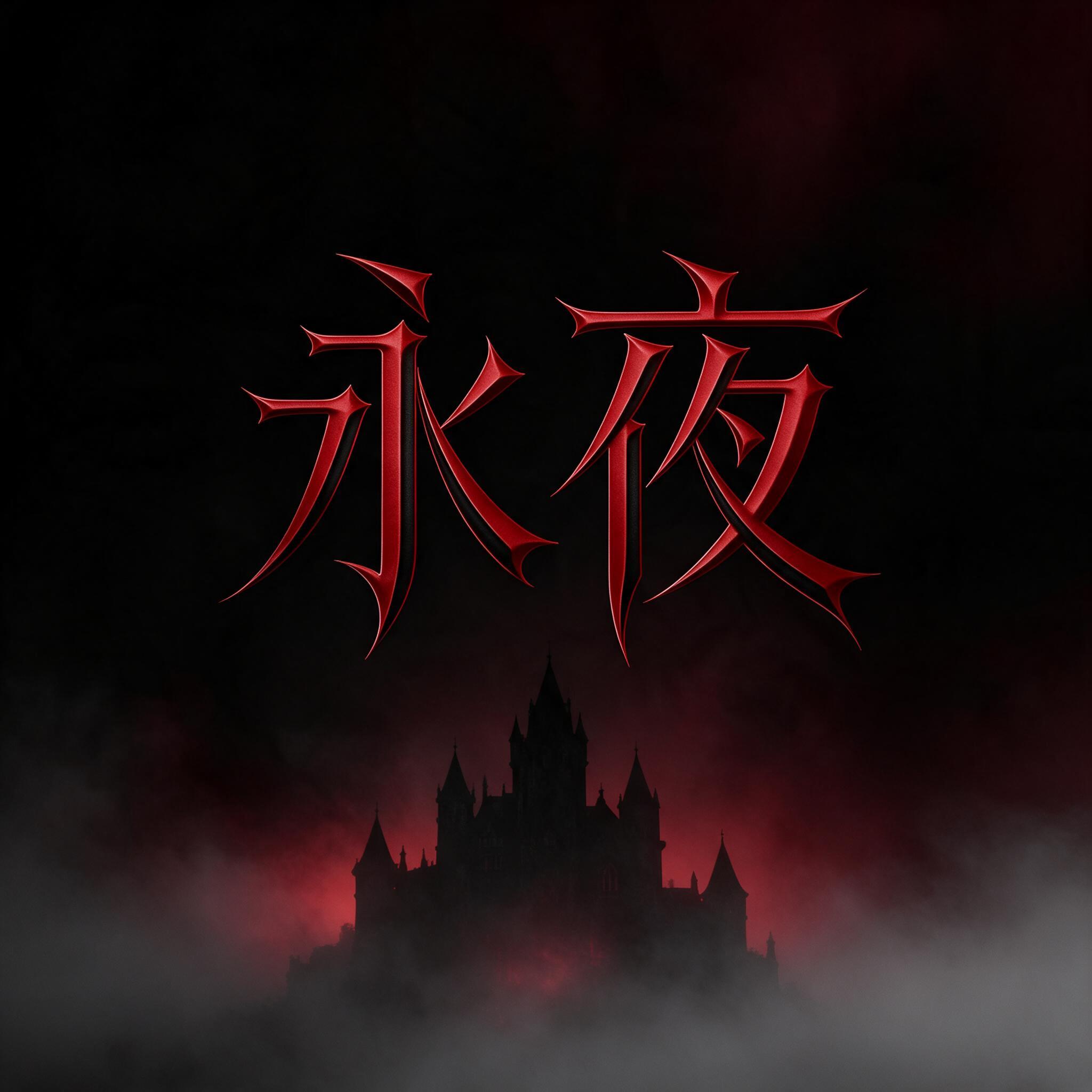 吸血鬼字体 AI 字体在 Seedream 上的生成结果:文字 永夜
