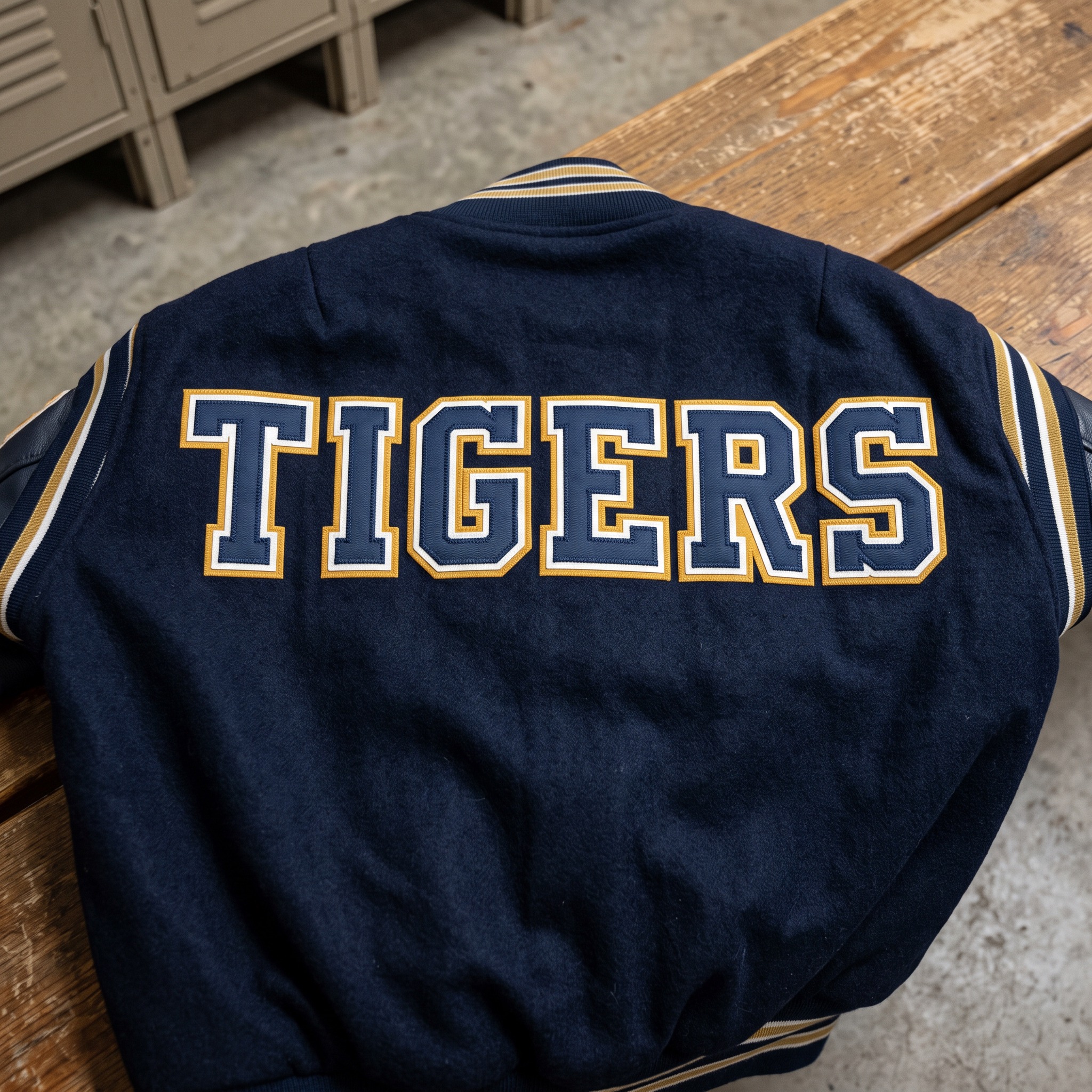 Varsity Font AI font generated with Nano Banana: the word TIGERS