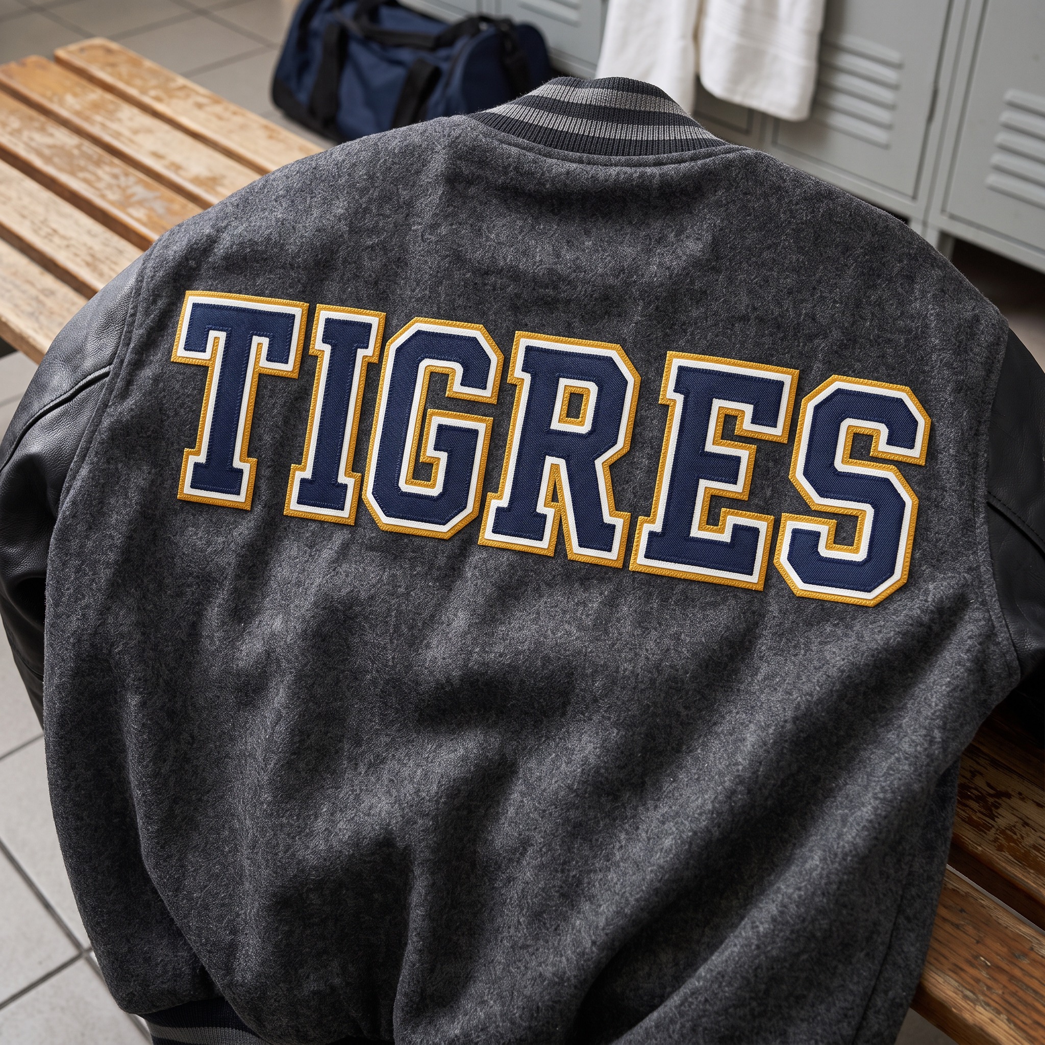 Fuente de IA Letra varsity generada con Nano Banana: la palabra TIGRES