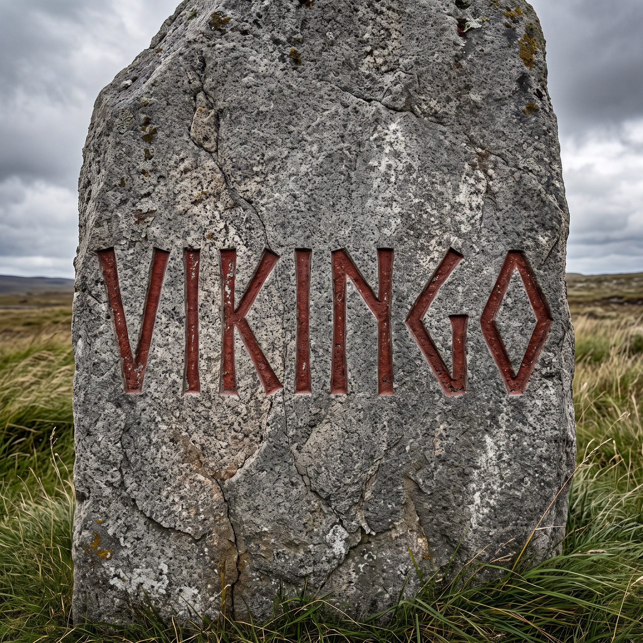 Fuente de IA Letras vikingas generada con Nano Banana: la palabra VIKINGO
