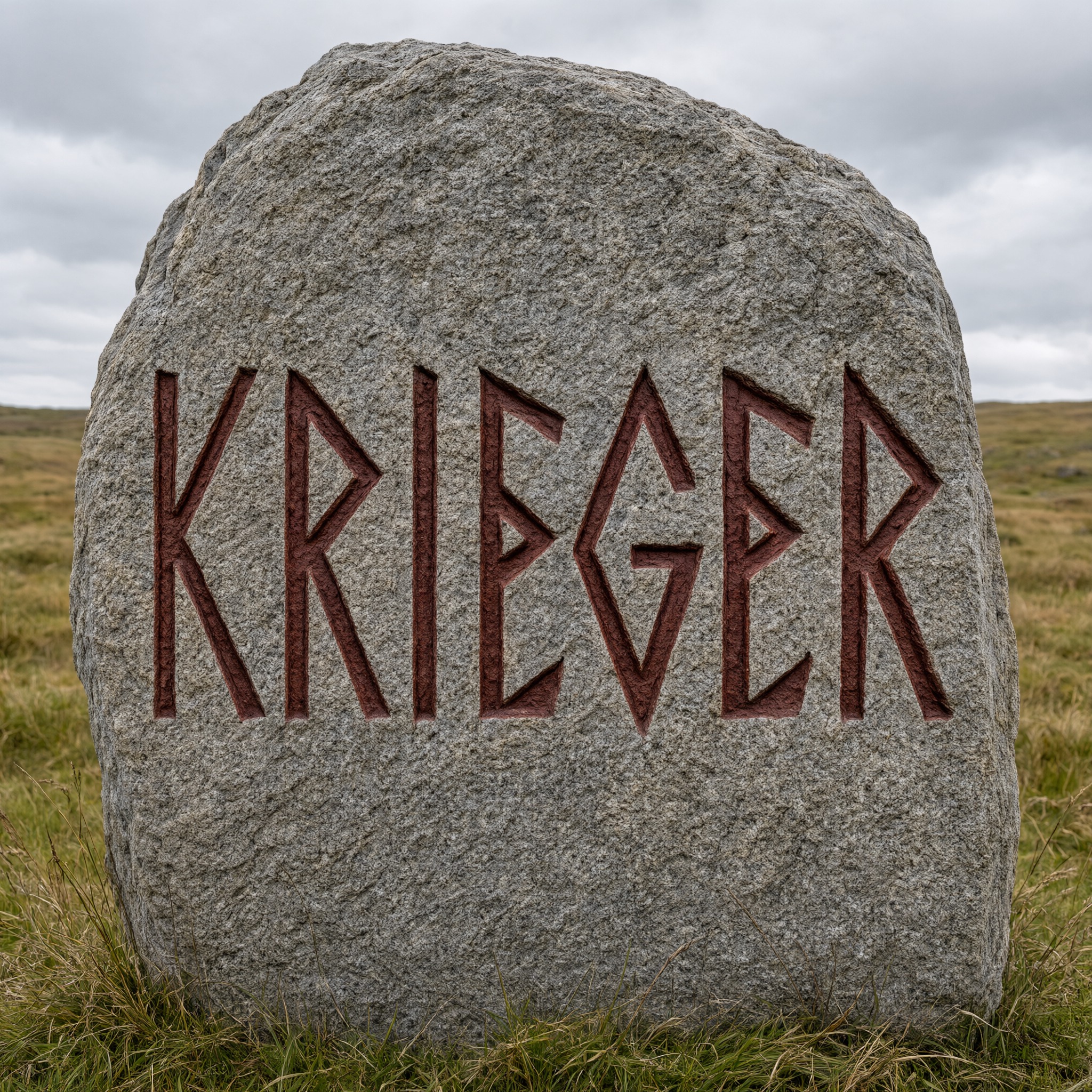 Wikinger-Schrift KI-Schrift, erstellt mit Qwen-Image: das Wort KRIEGER