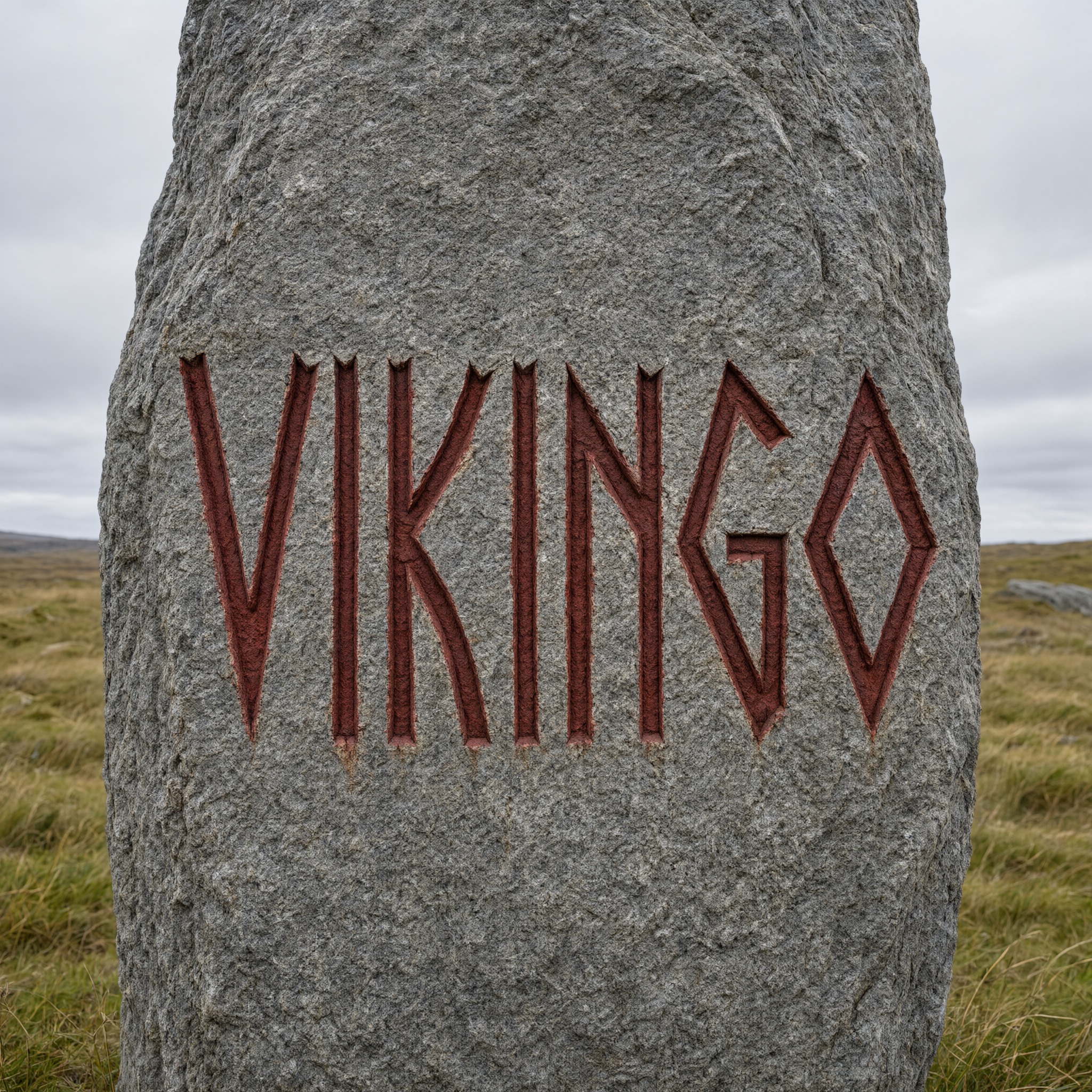 Fuente de IA Letras vikingas generada con Qwen-Image: la palabra VIKINGO