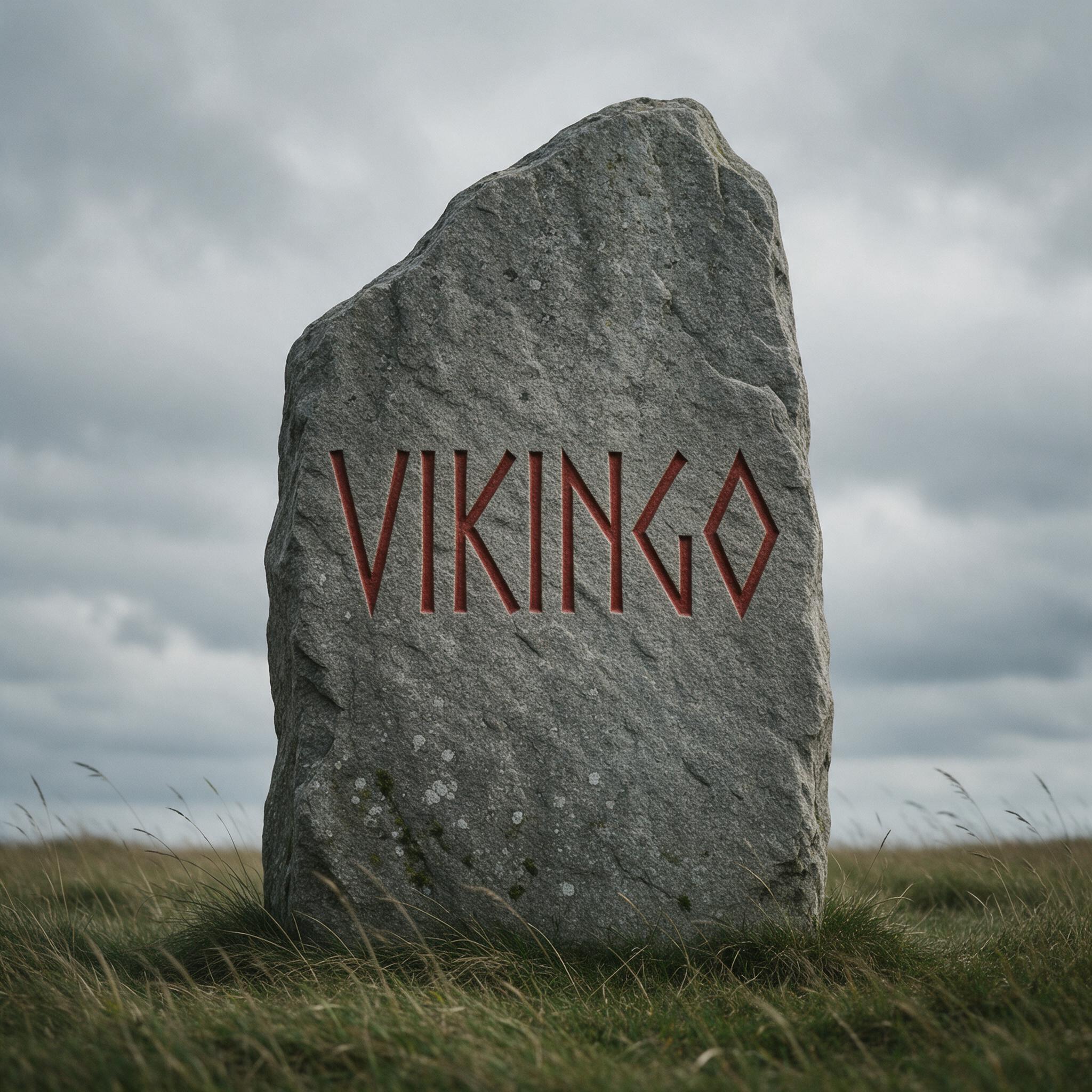 Fuente de IA Letras vikingas generada con Seedream: la palabra VIKINGO