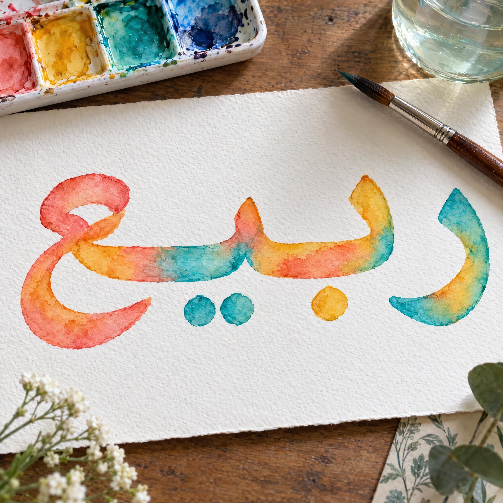 صورة مثال لخط خط ألوان مائية بالذكاء الاصطناعي