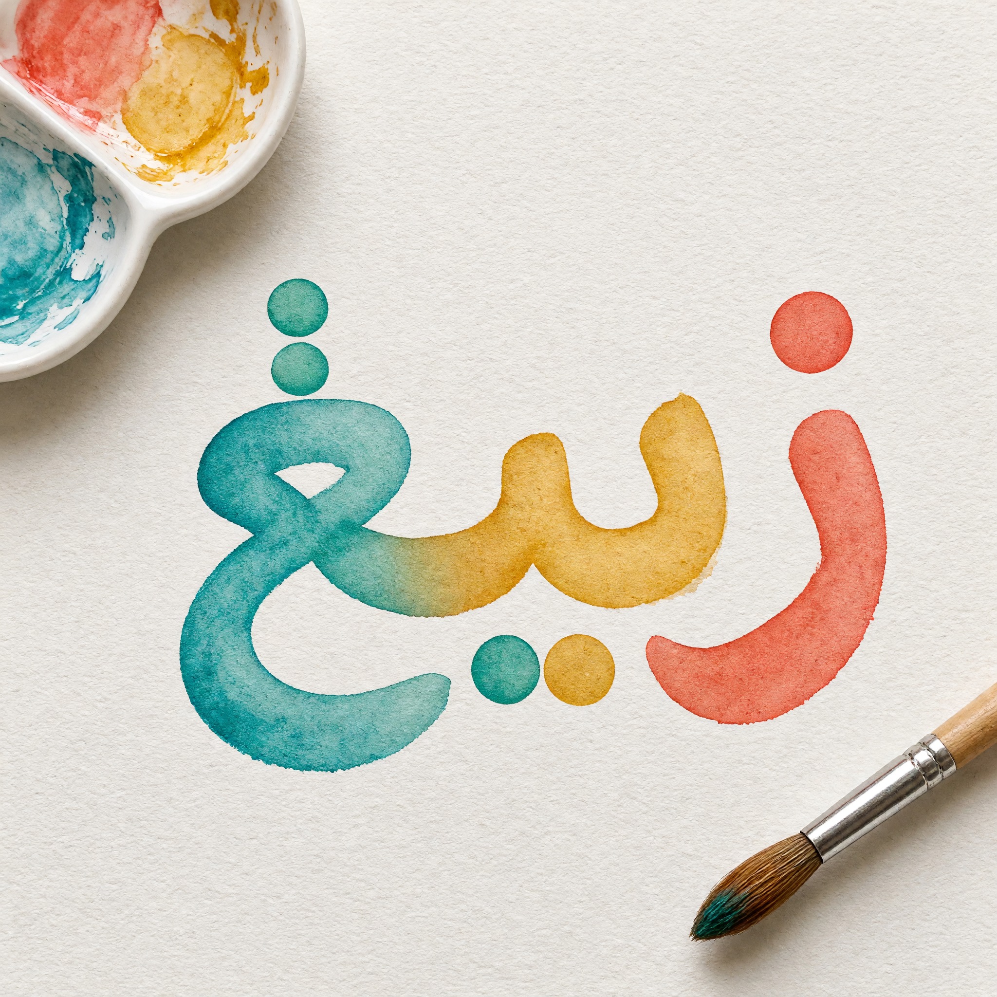 خط خط ألوان مائية بالذكاء الاصطناعي من توليد Grok Imagine: كلمة ربيع